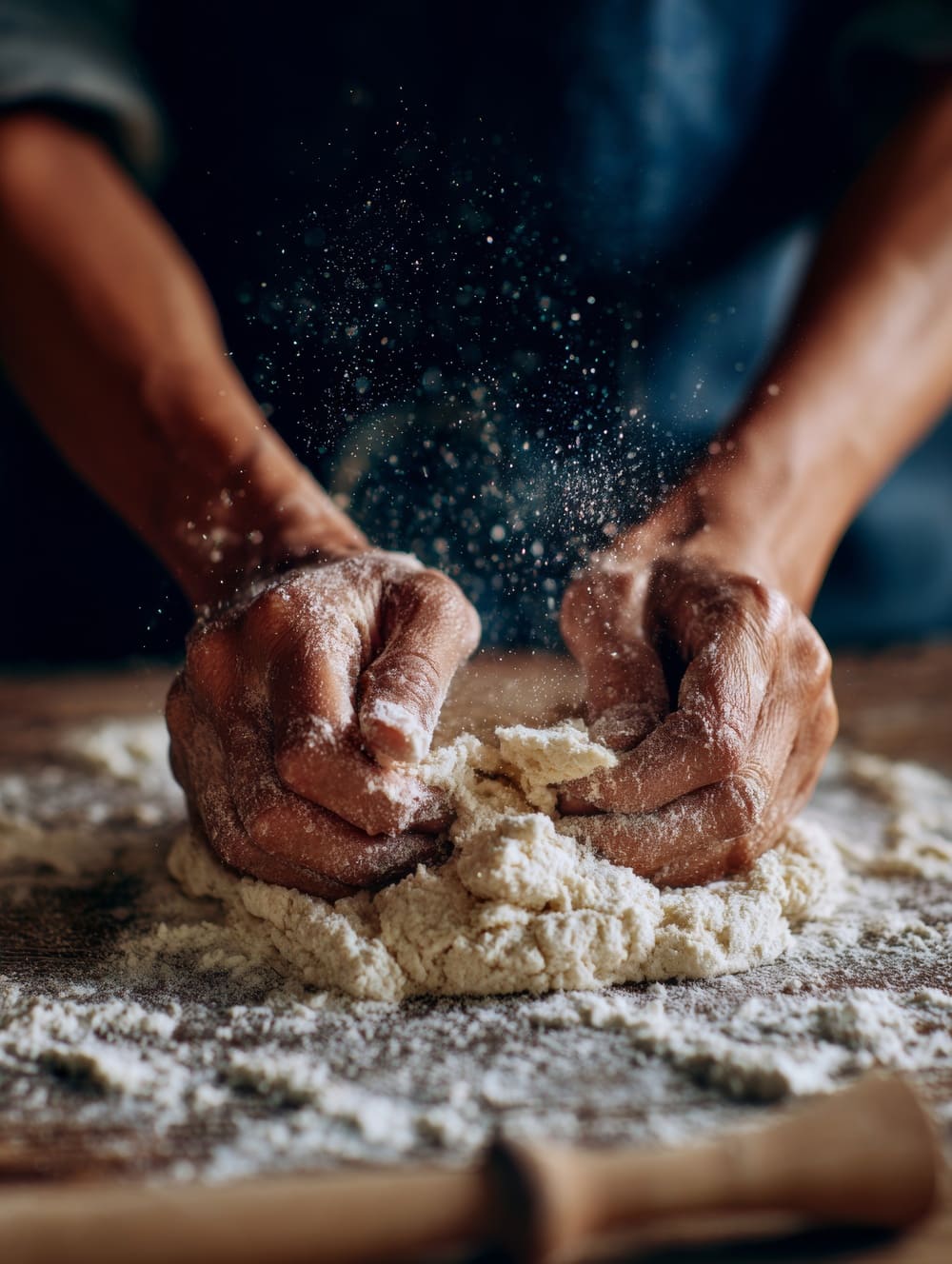 Tableau Mains En Train De Pétrir La Pâte