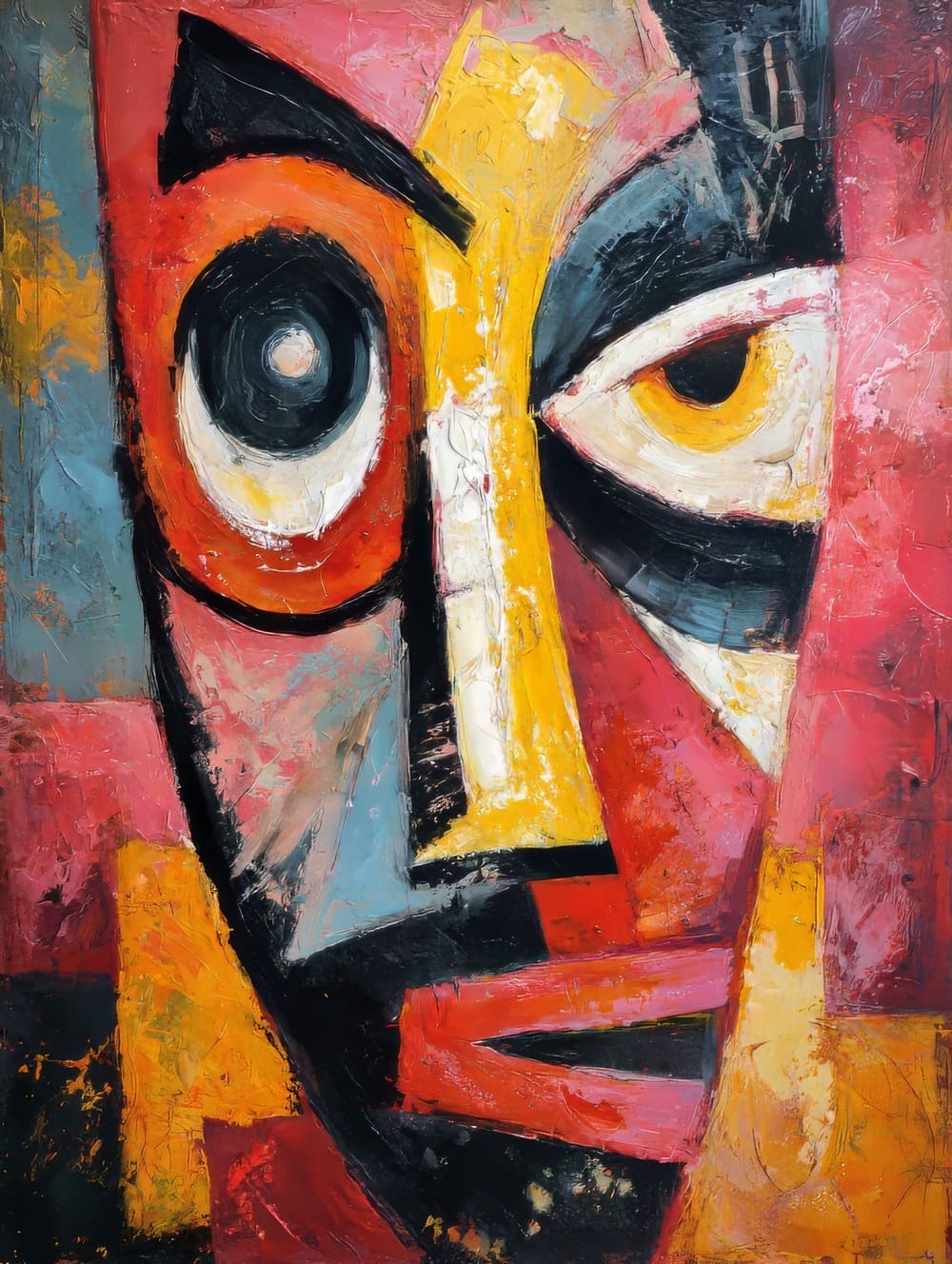 Tableau Masque Africain Abstrait