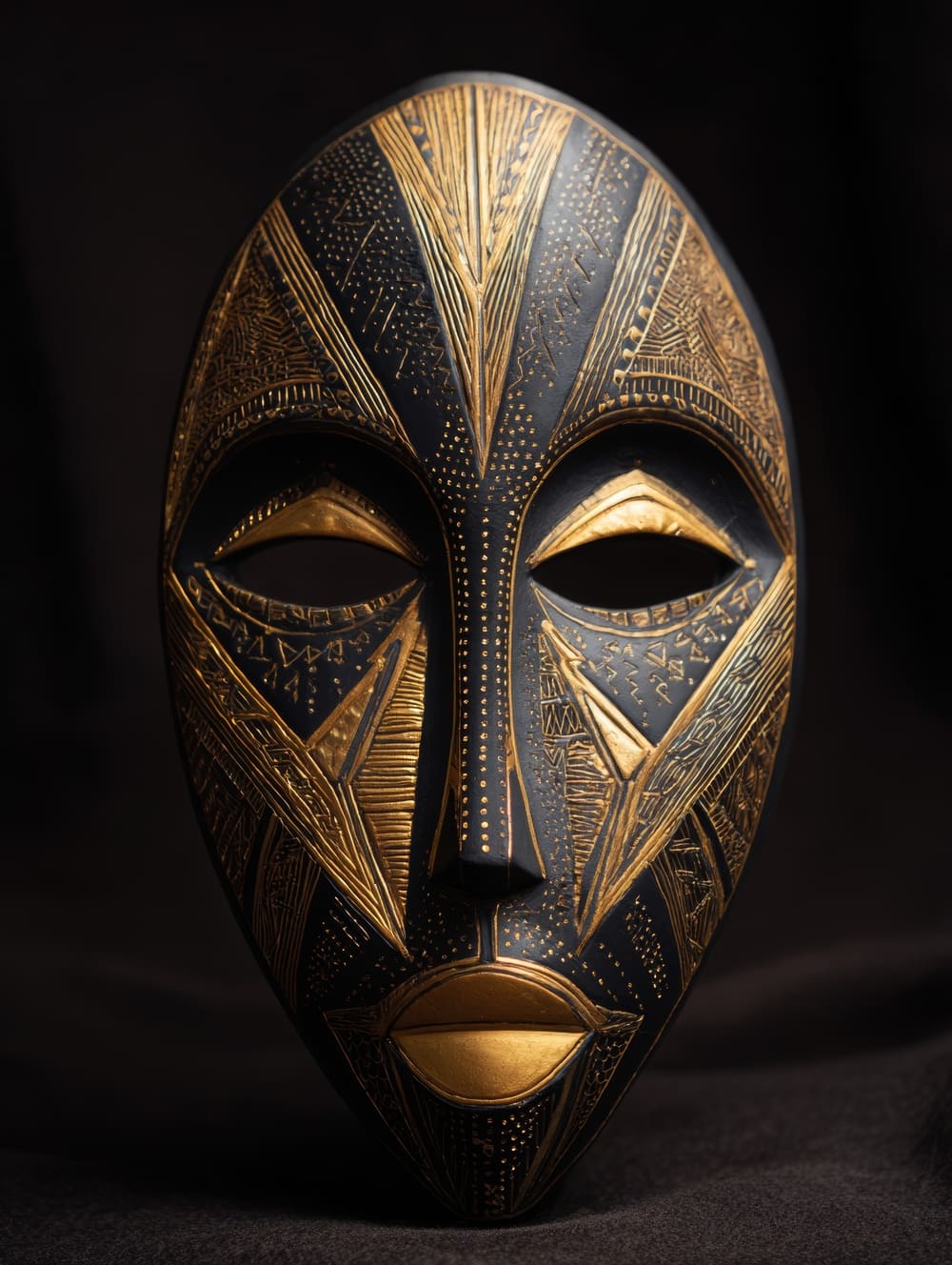 Tableau Masque Africain Noir & Or