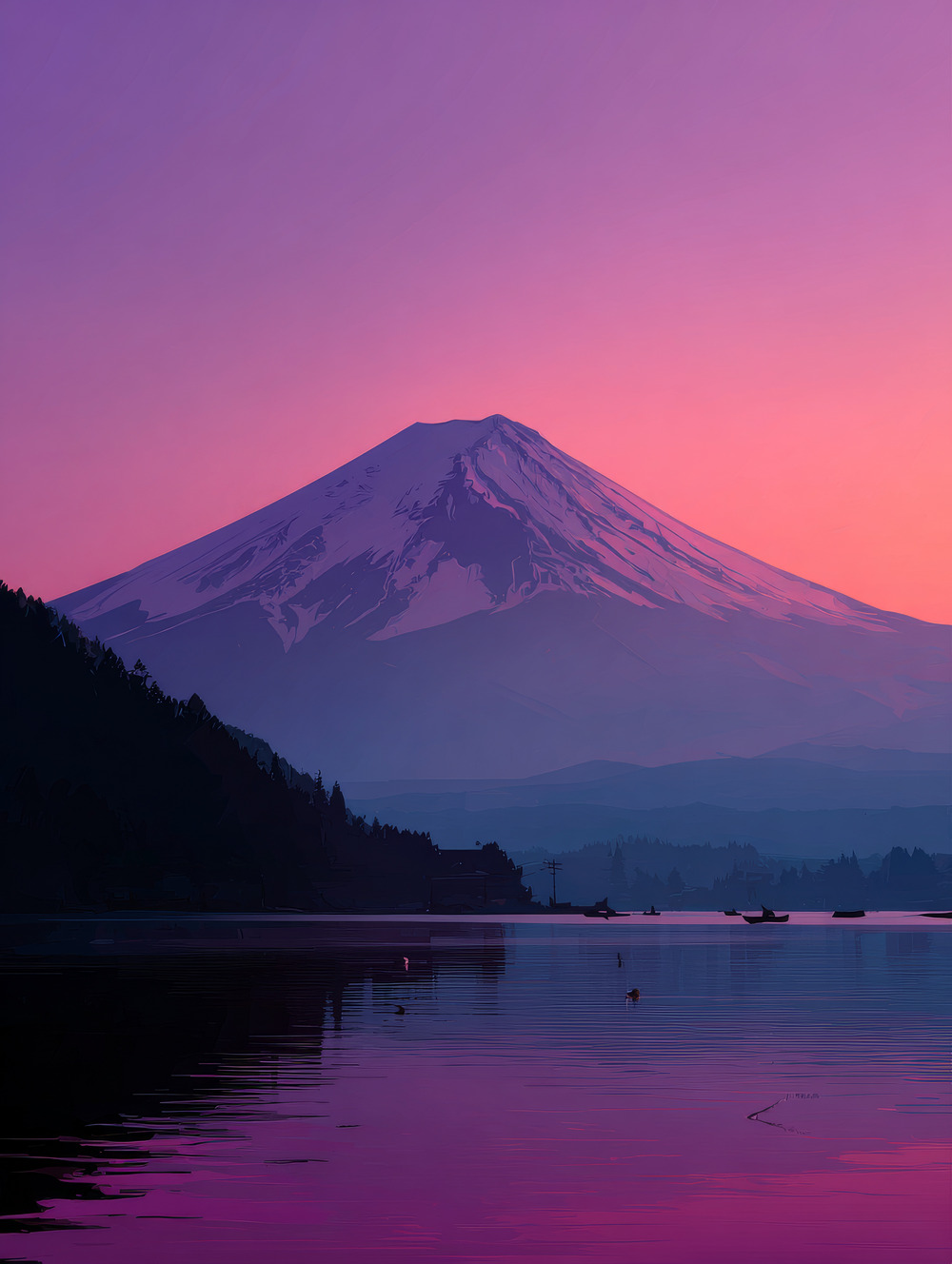 Tableau Mont Fuji au Crépuscule