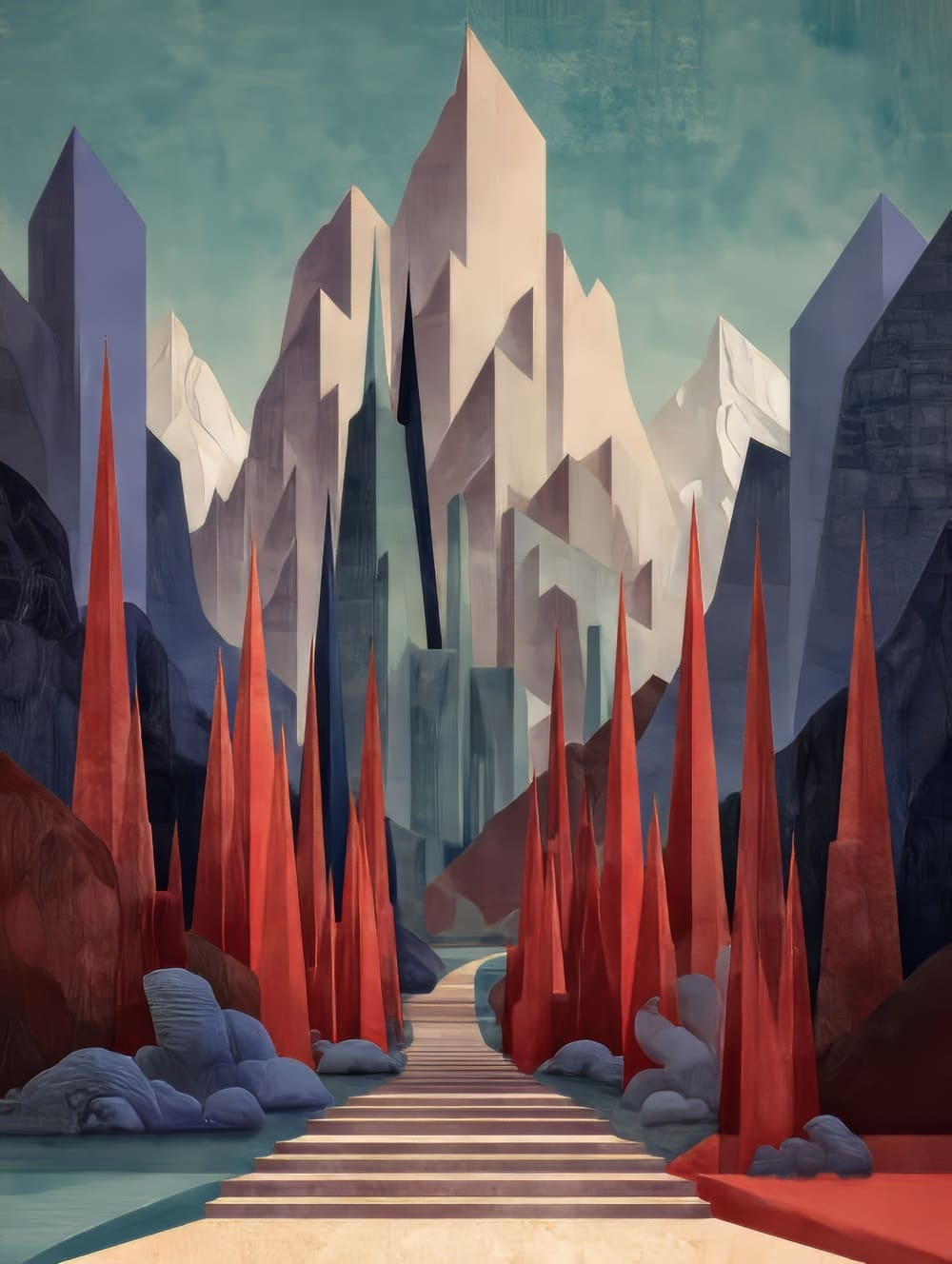 Tableau Montagne Art Déco