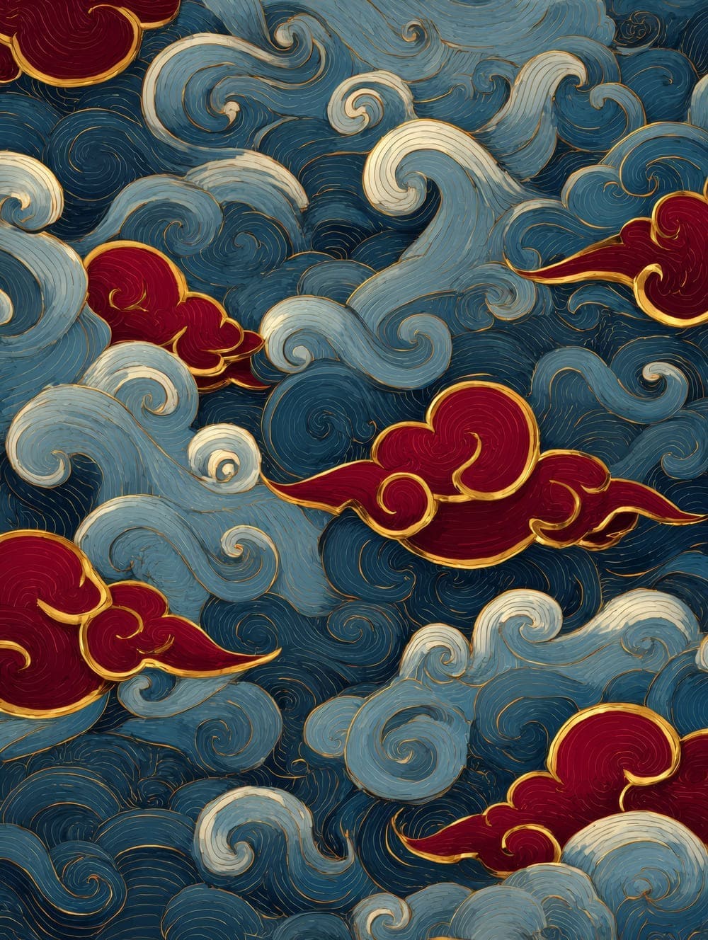 Tableau Nuages Stylisés Japonais