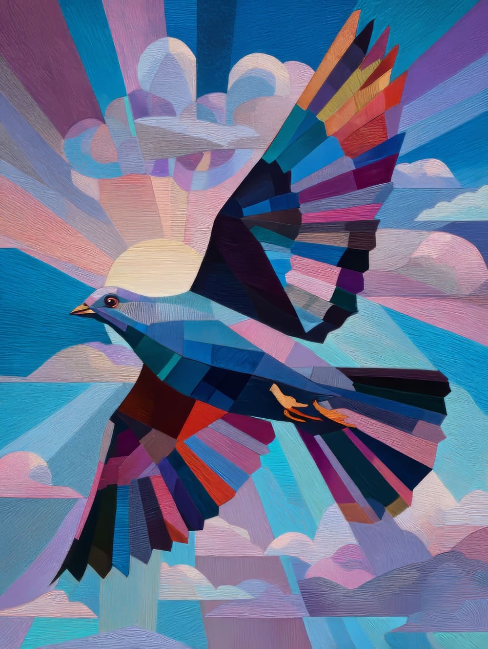 Tableau Oiseau Cubisme