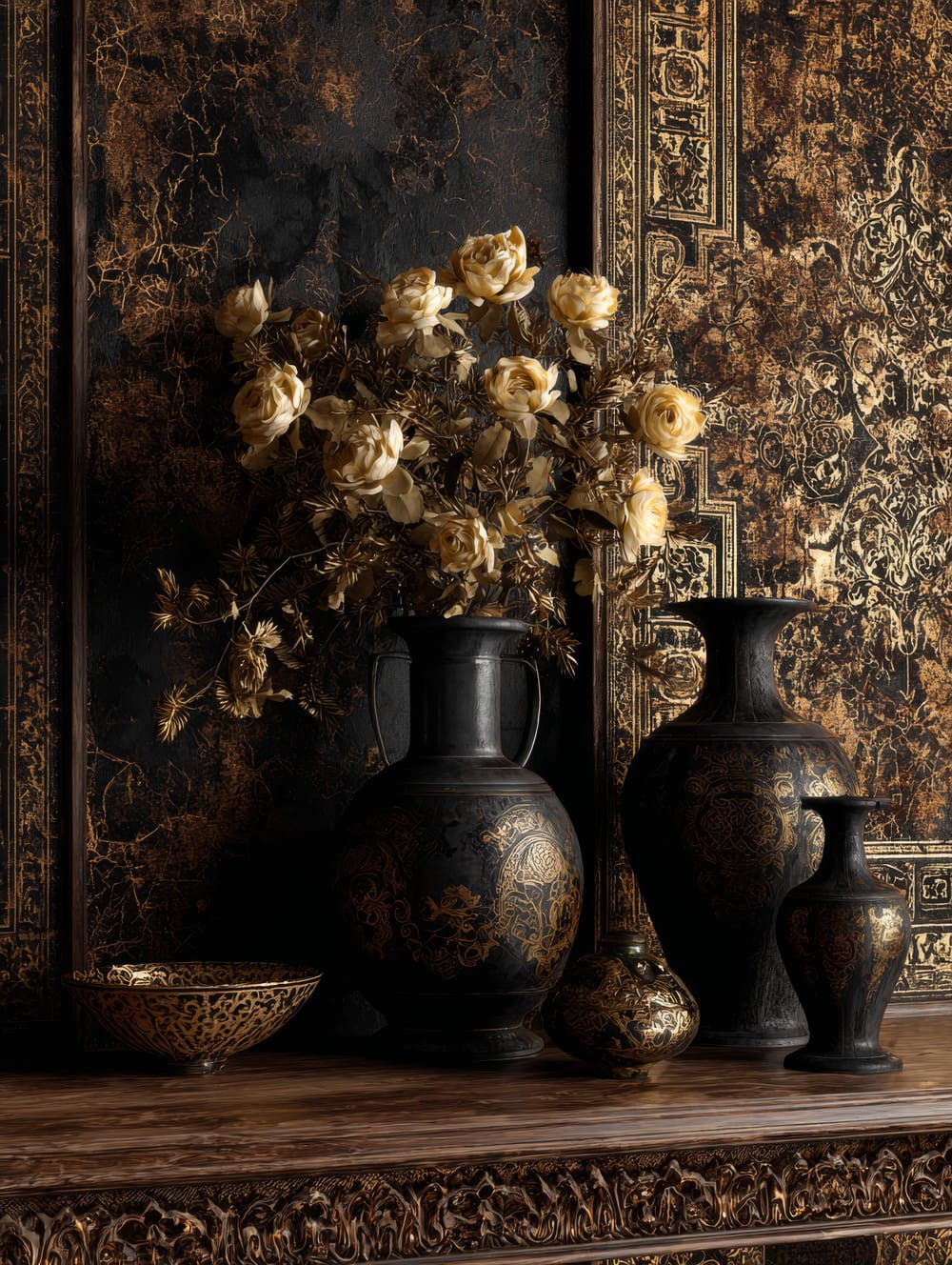 Tableau Oriental Noir & Or (Luxe)