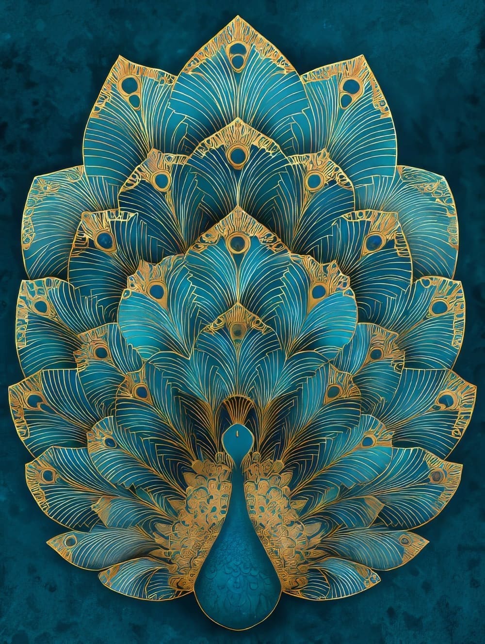 Tableau Paon Art Déco