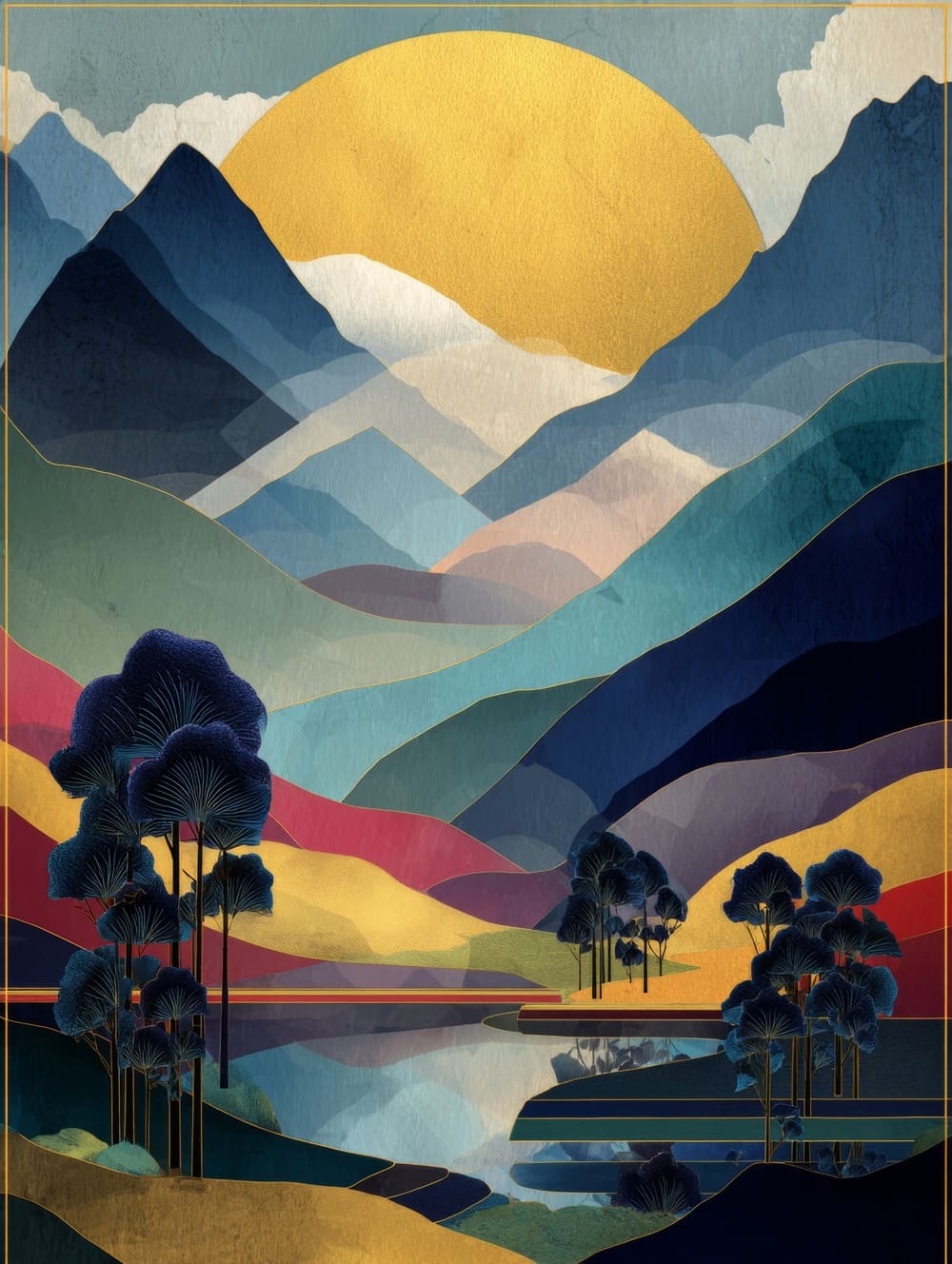 Tableau Paysage Art Déco