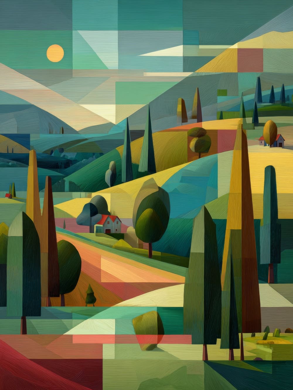 Tableau Paysage Cubisme
