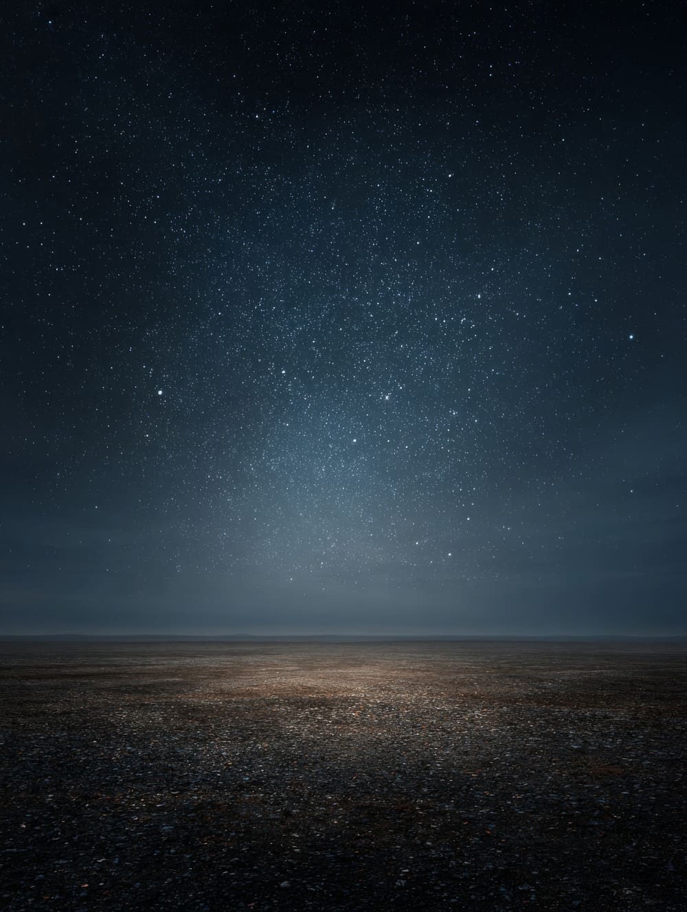 Tableau Paysage Spatial Minimaliste (Sol + Ciel Étoilé)