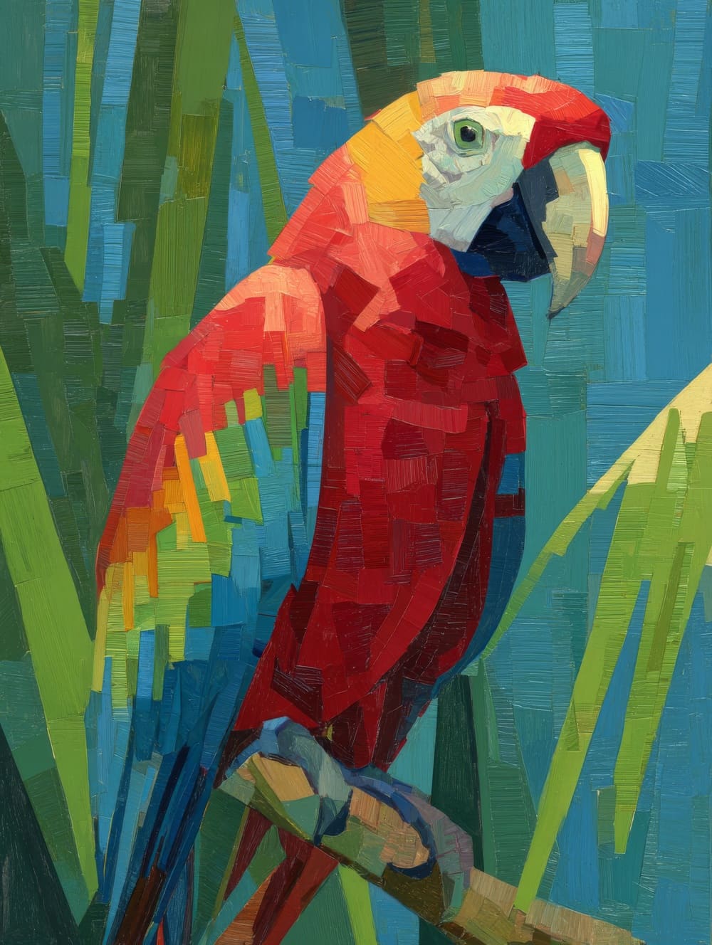 Tableau Perroquet Cubisme
