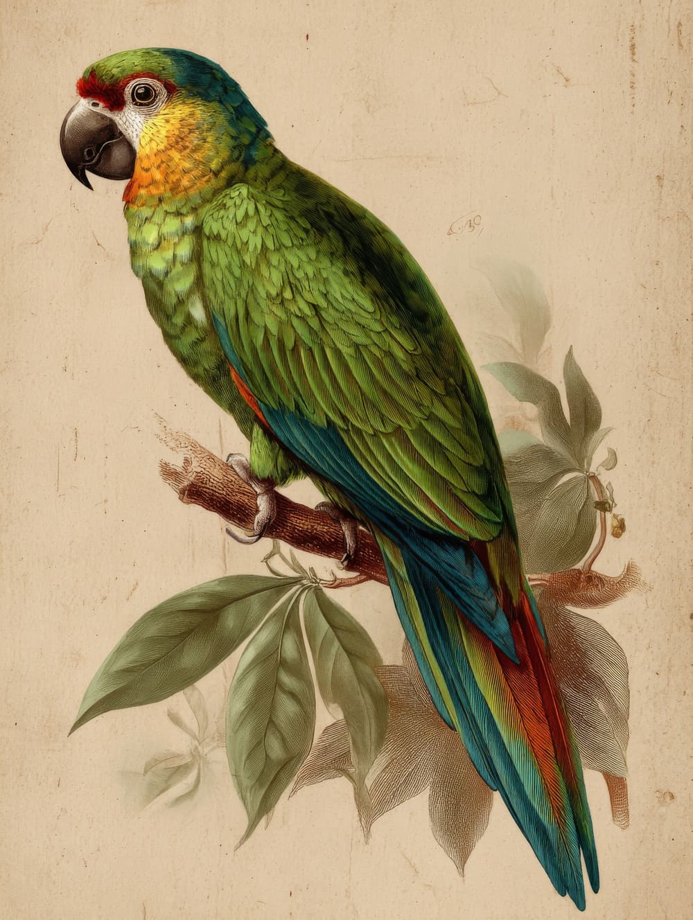 Tableau Perroquet Vintage