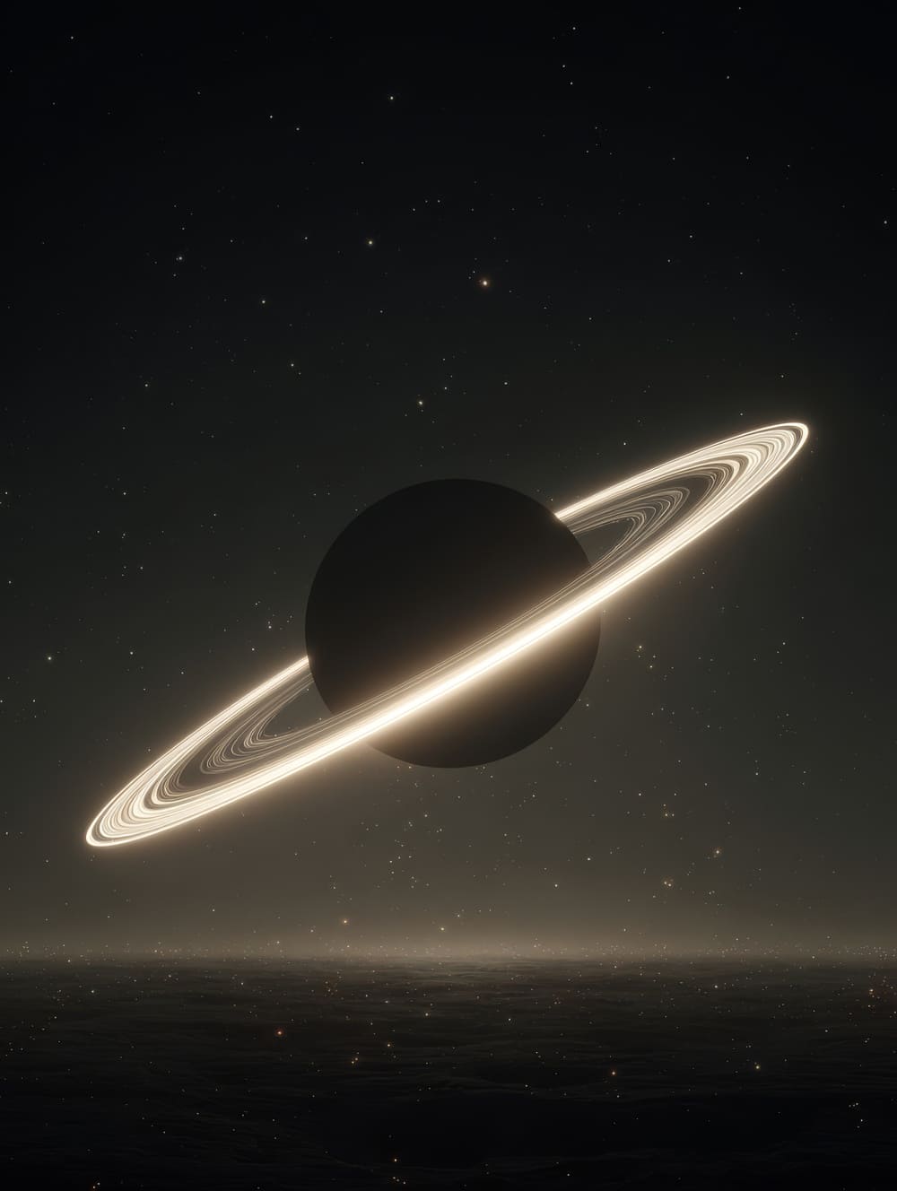 Tableau Planète Avec Anneaux En Silhouette