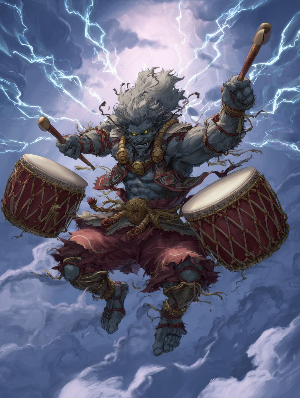 Tableau Raijin - Dieu Japonais du Tonnerre