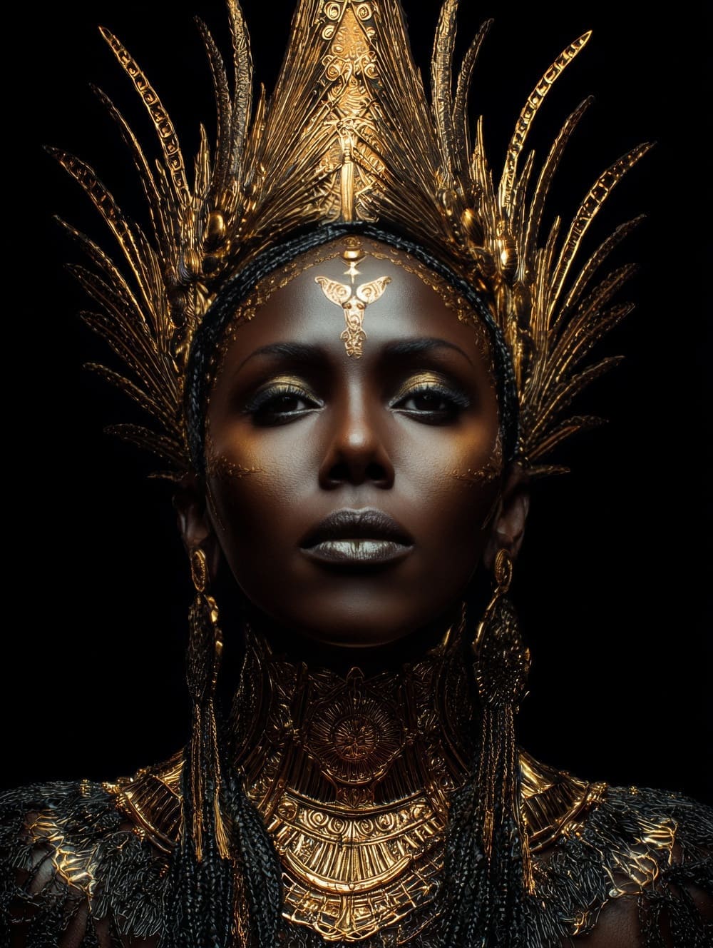 Tableau Reine Africaine Royale - Regard Frontal