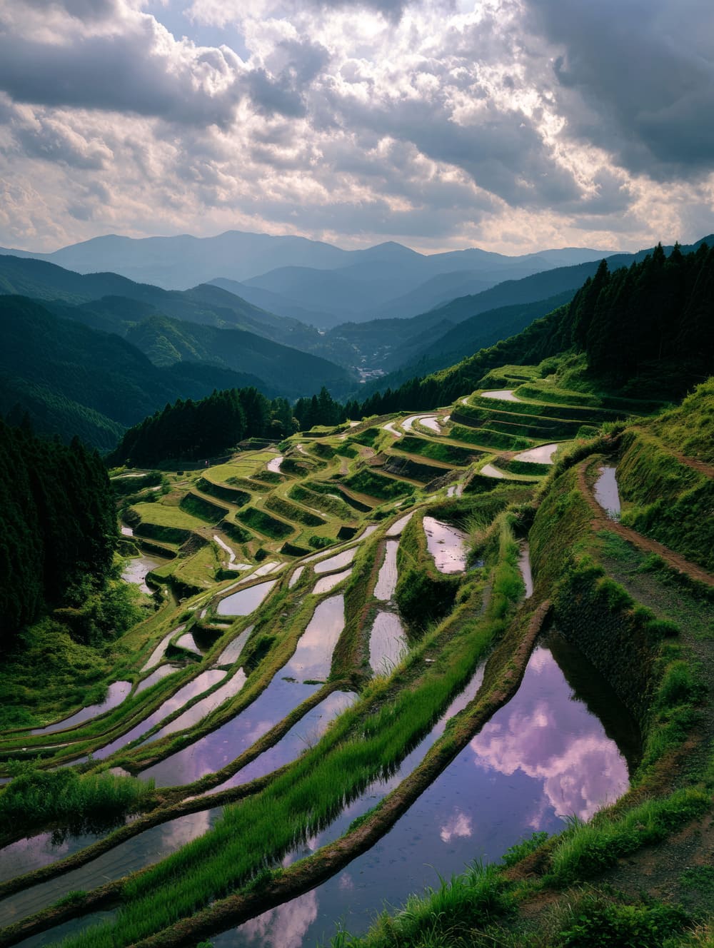 Tableau Rizières Japonaises en Terrasse
