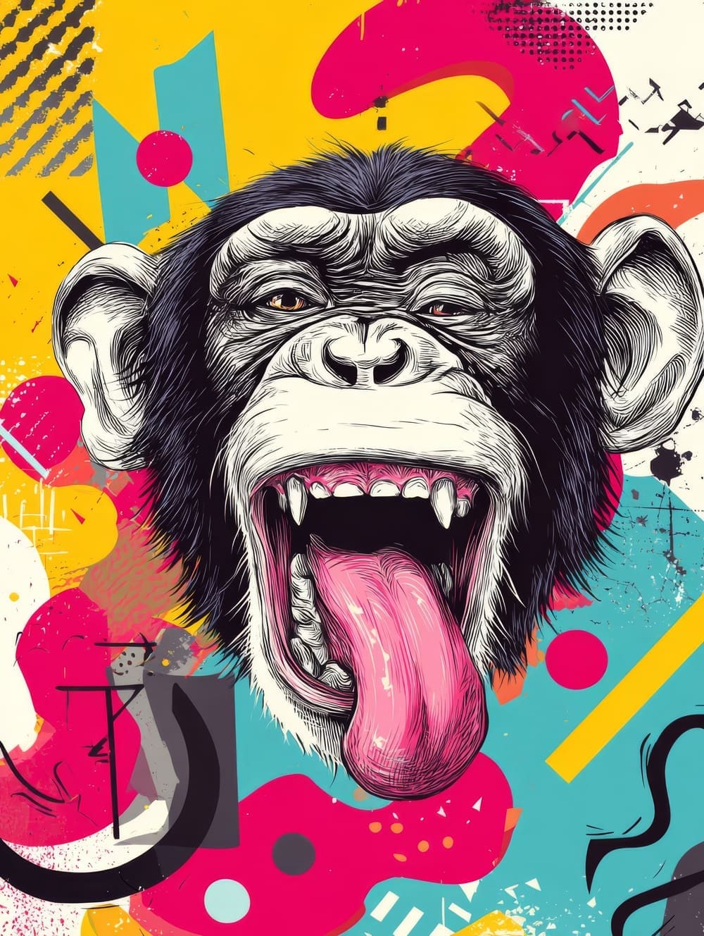 Tableau Singe qui Tire la Langue