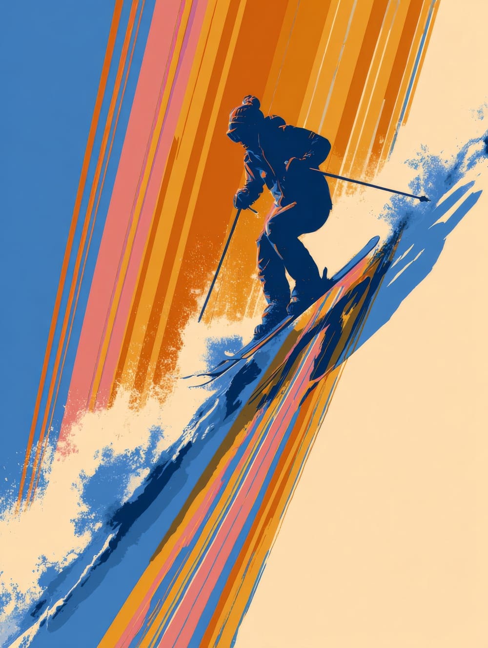 Tableau Ski Pop Art