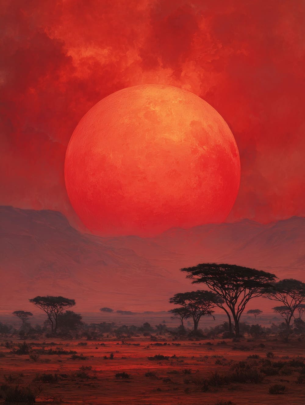 Tableau Soleil Rouge Africain