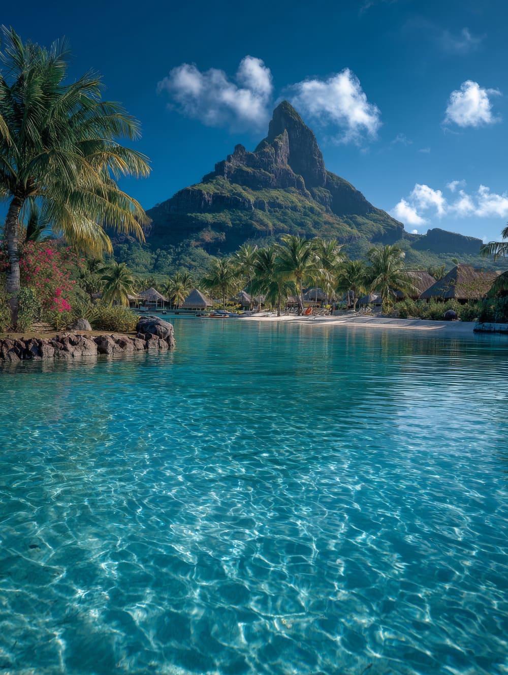 Tableau Tahiti Lagon Turquoise Avec Montagne Volcanique