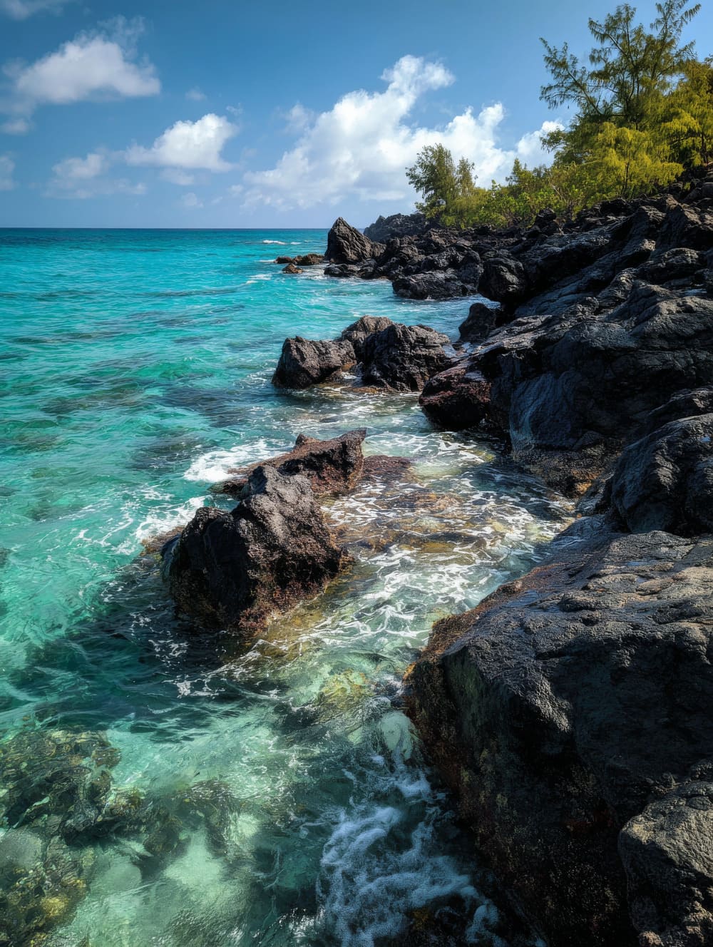 Tableau Tahiti Rochers Volcaniques + Mer Turquoise