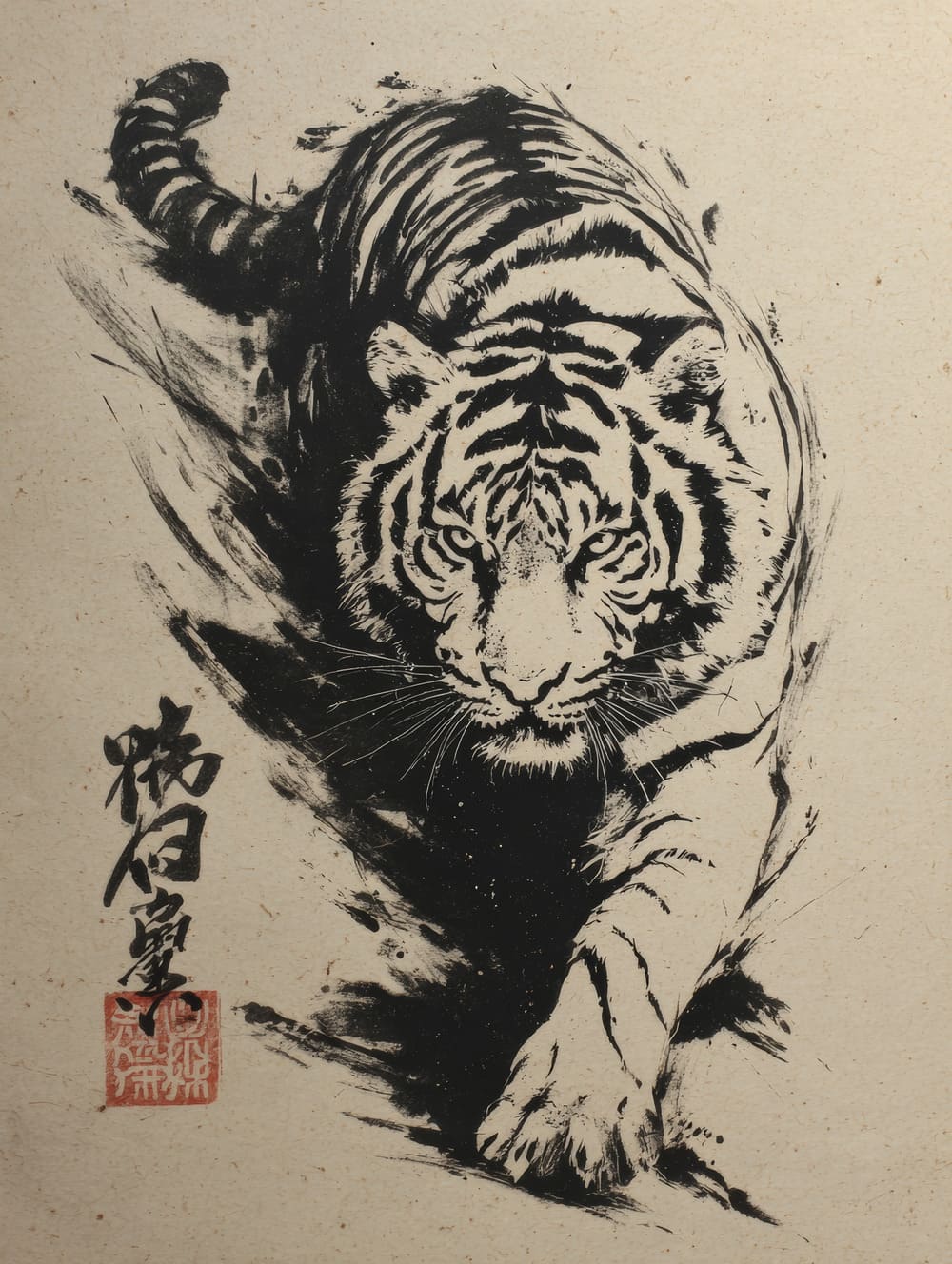 Tableau Tigre Japonais (Art Traditionnel)
