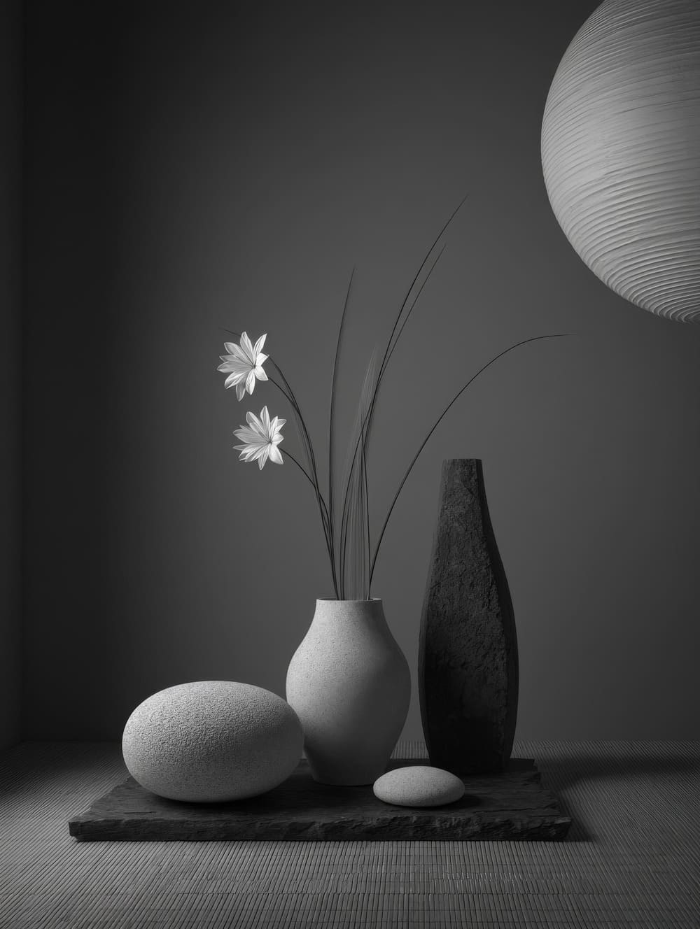 Tableau Zen Vase Noir & Blanc