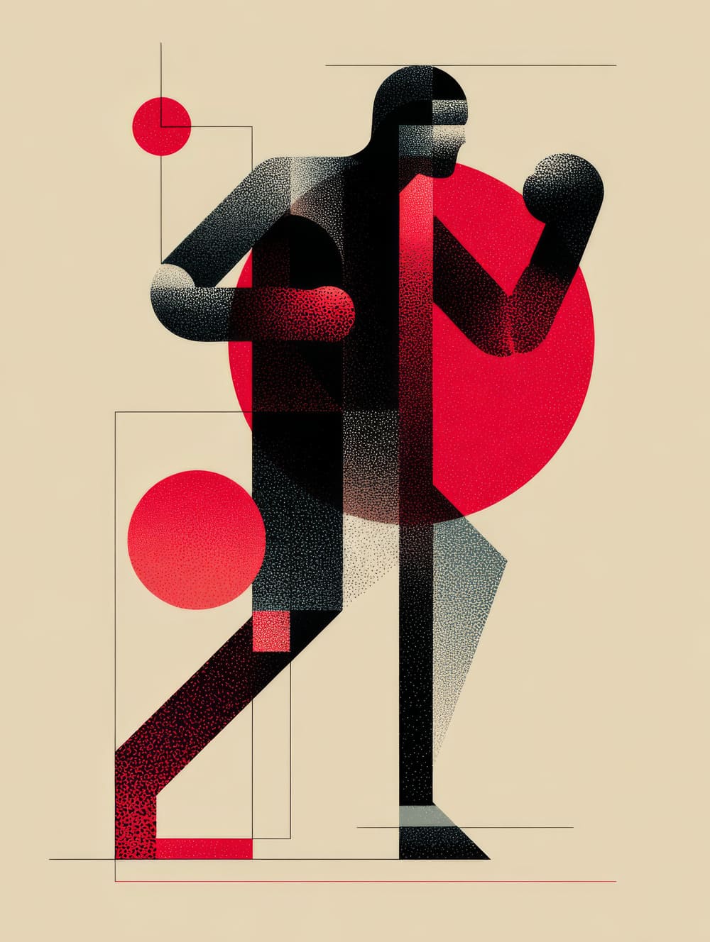 Tableau Boxe Minimaliste (Formes & Lignes)