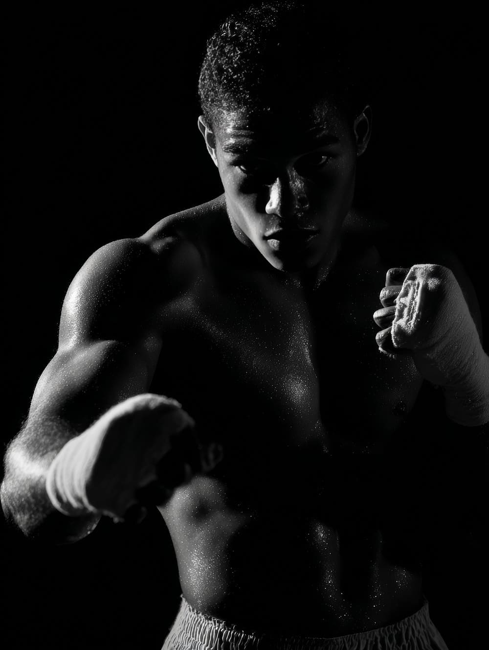 Tableau Boxeur En Clair-Obscur (Entraînement)