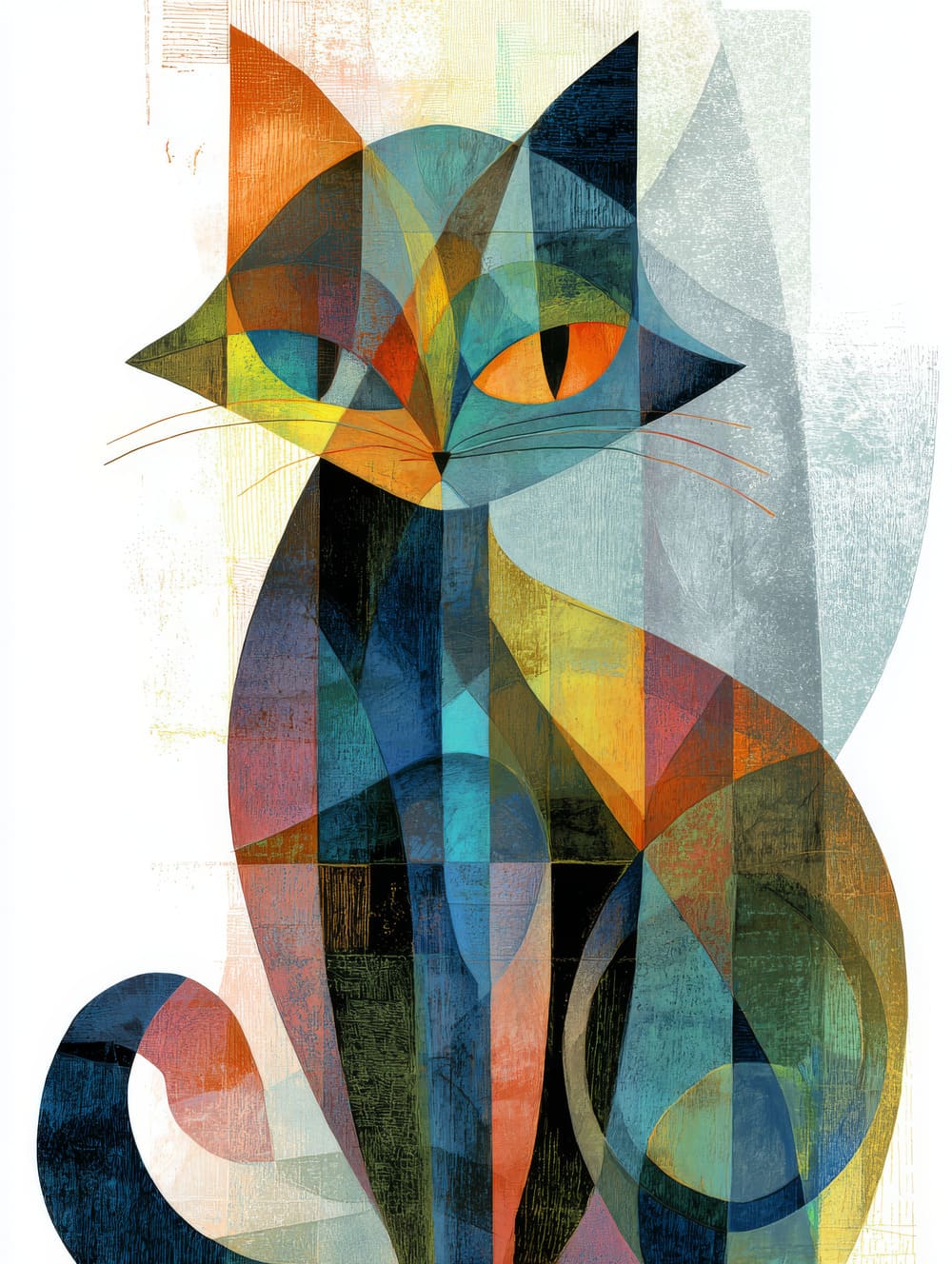 Tableau Chat Artistique Abstrait