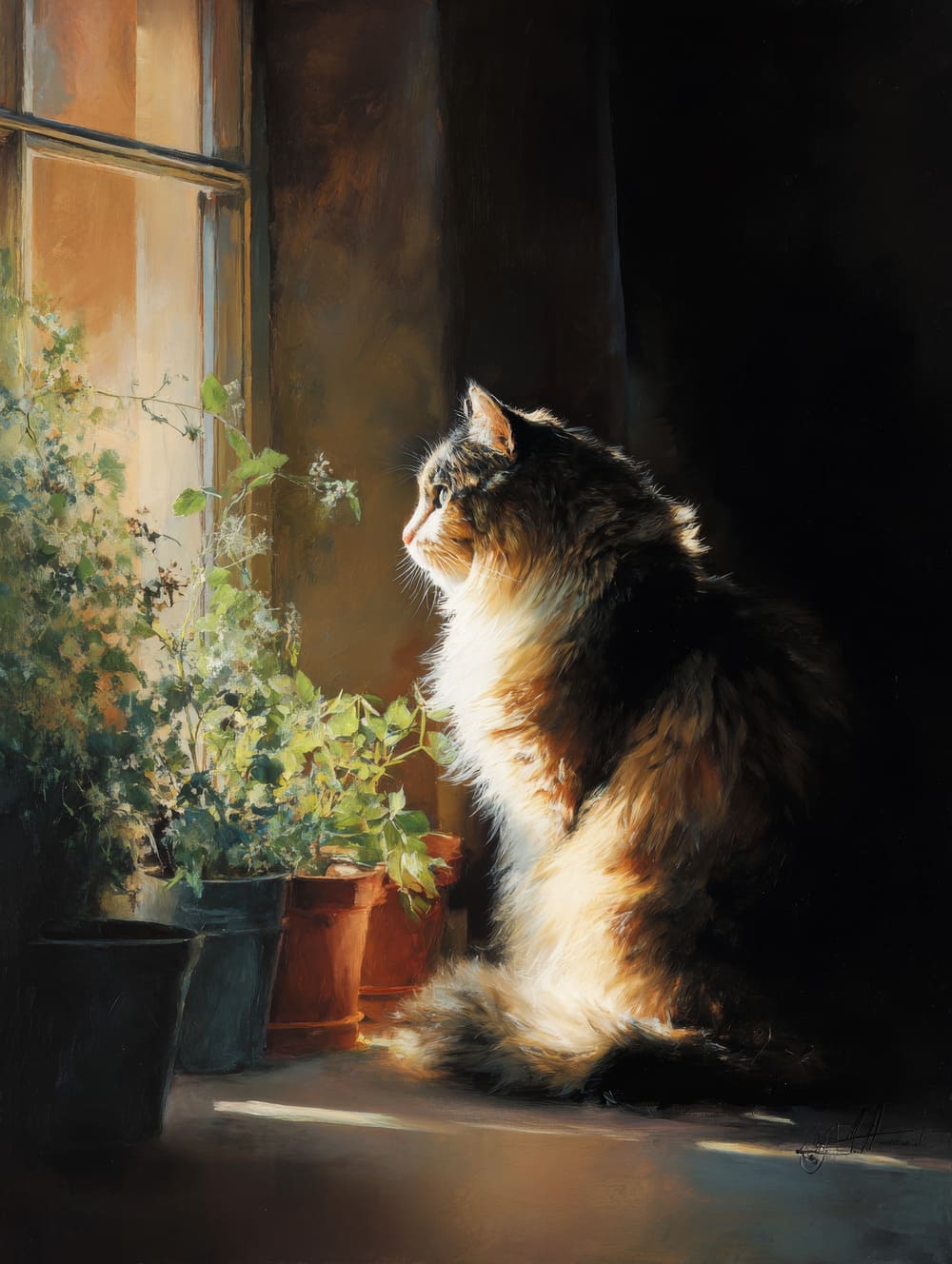 Tableau Chat Dans La Lumière De Fenêtre