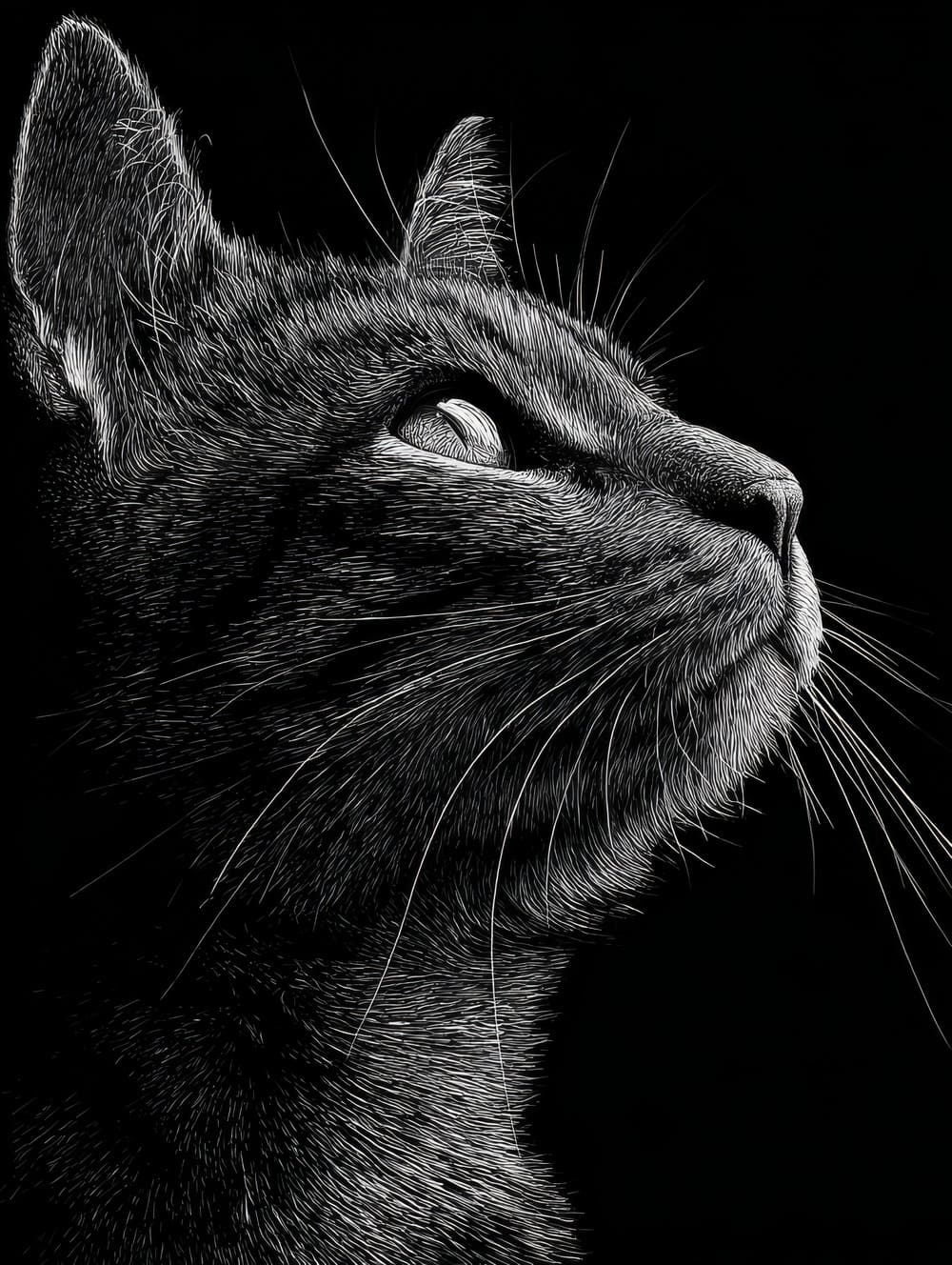 Tableau Chat Noir & Blanc Contrasté