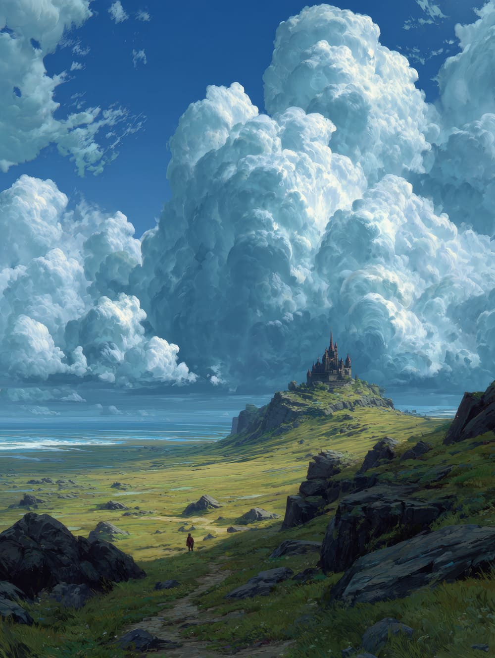 Tableau Château Lointain Sur Promontoire