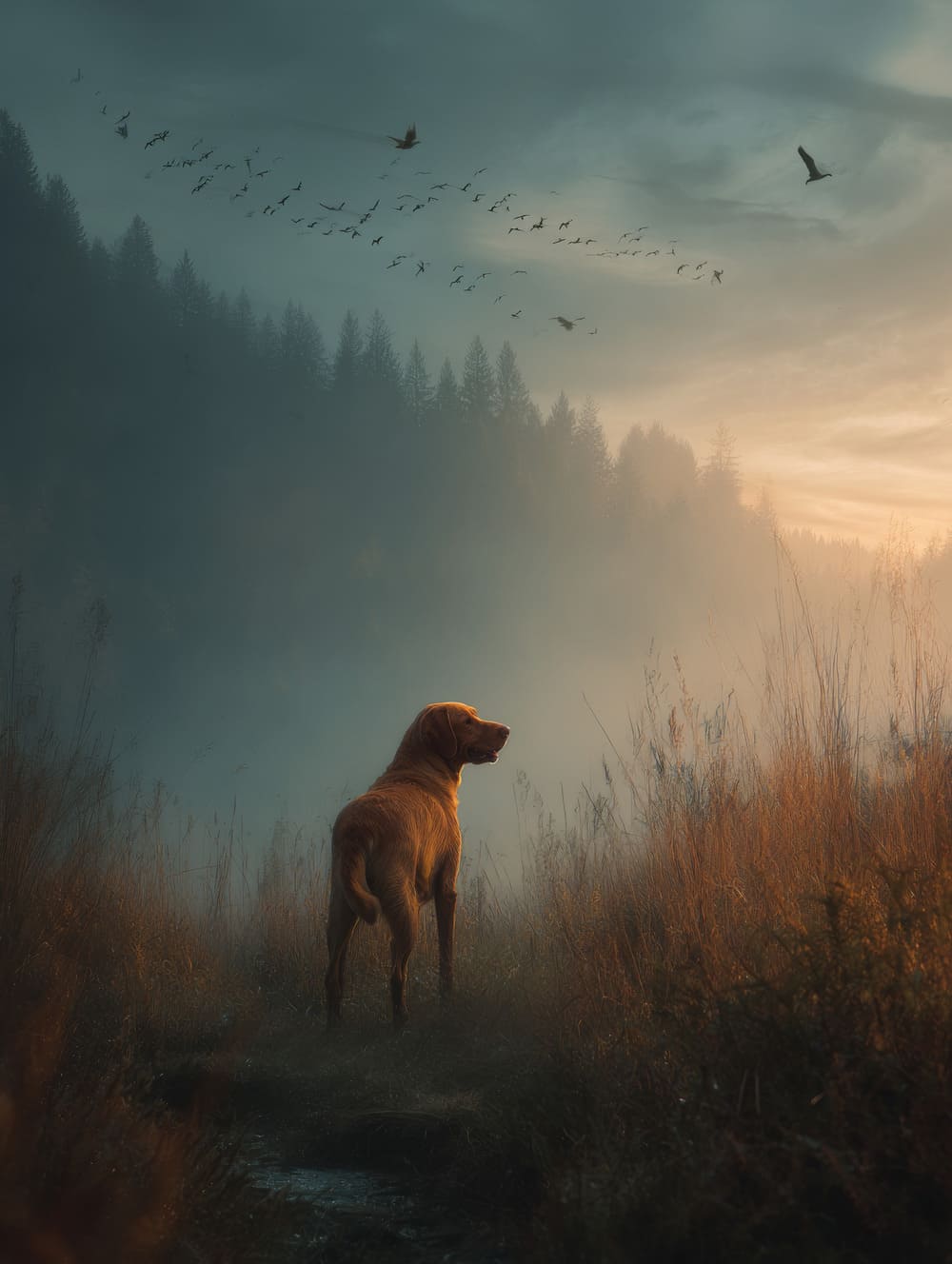 Tableau Chien Dans La Nature (Forêt / Plaine)