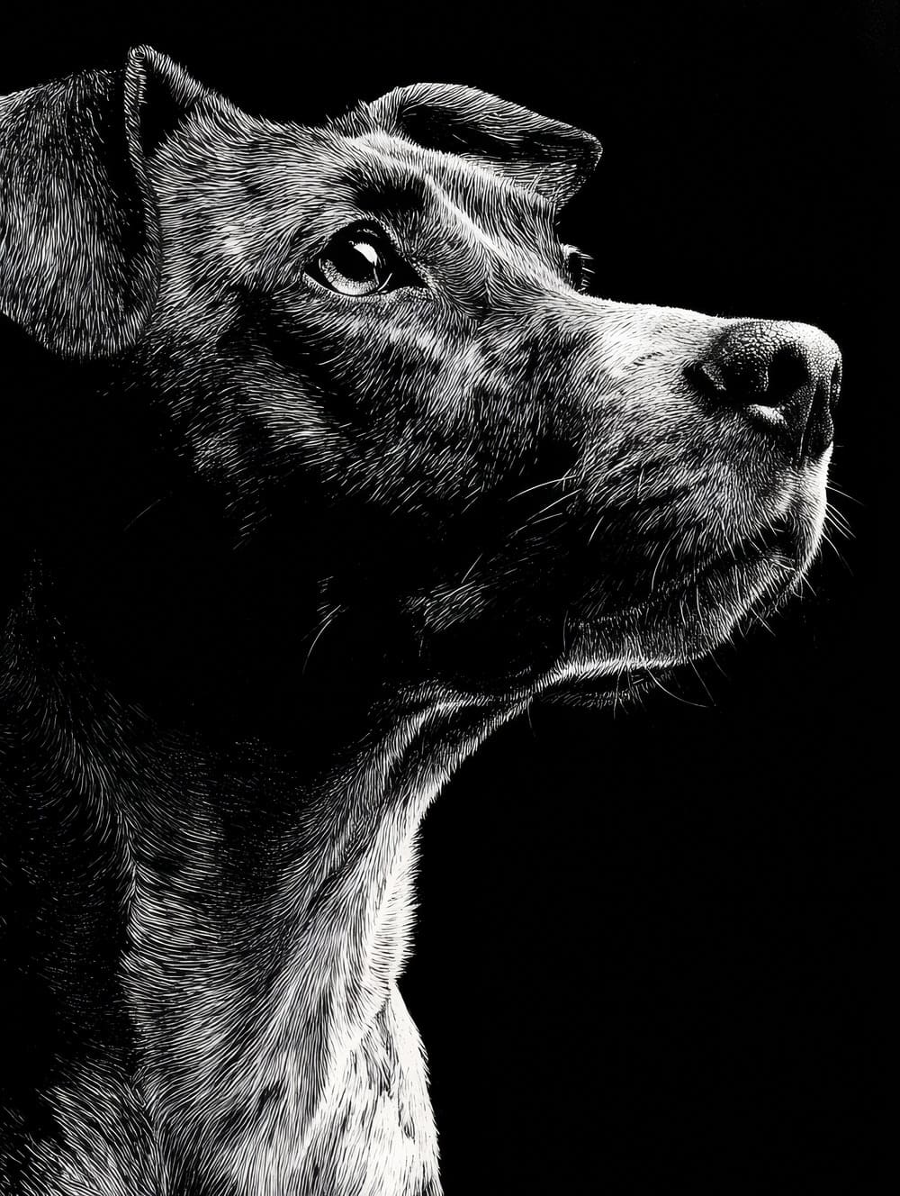 Tableau Chien Noir & Blanc Contrasté