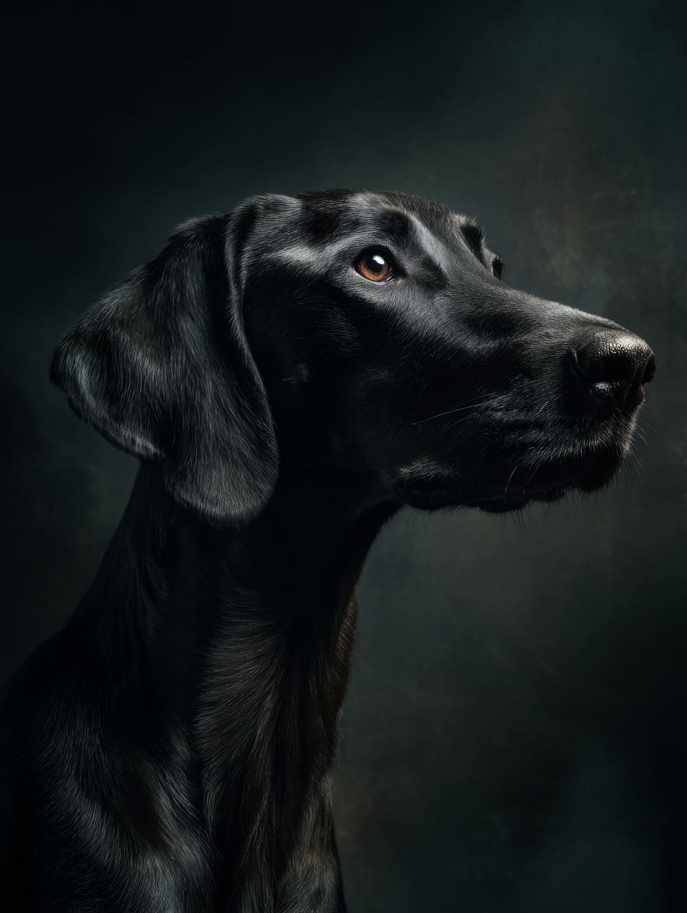 Tableau Chien Noir Élégant (Fond Sombre)