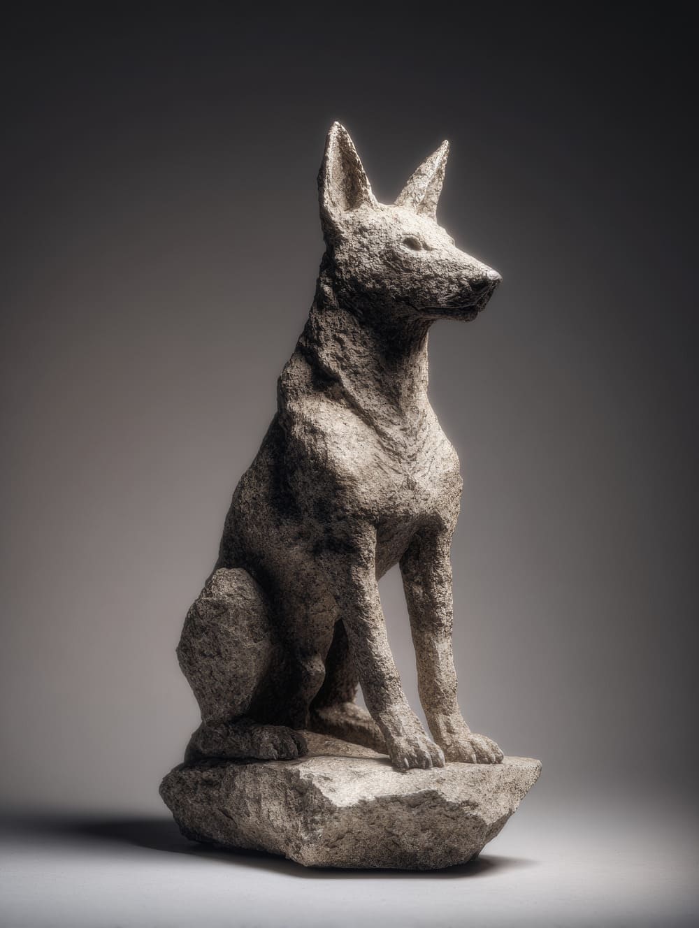 Tableau Chien Sculptural (Effet Statue / Pierre)