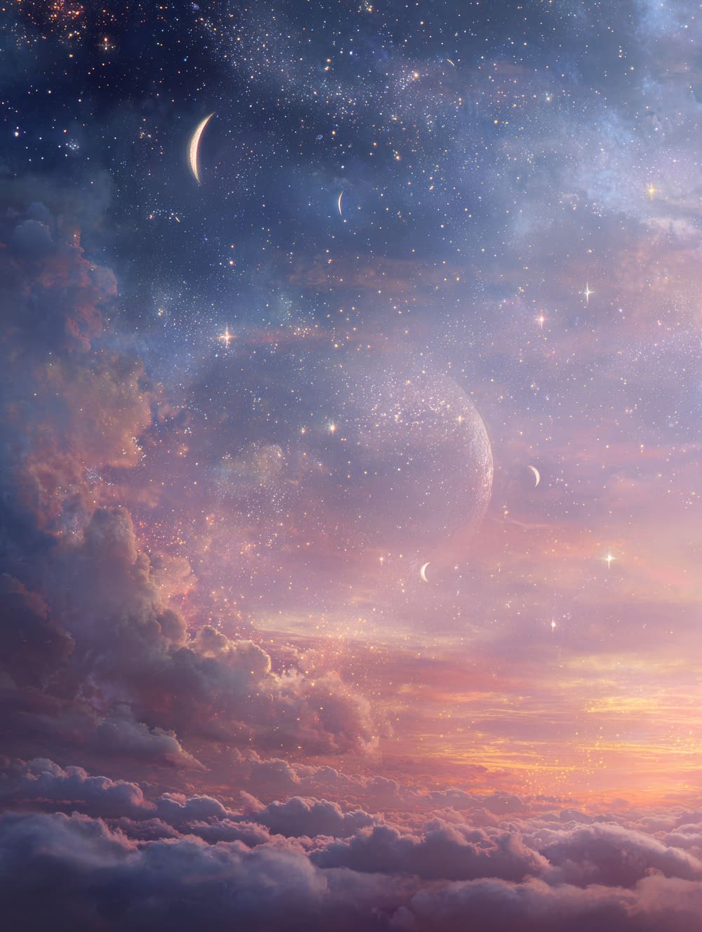 Tableau Ciel Fantastique (Lunes, Étoiles, Phénomènes)