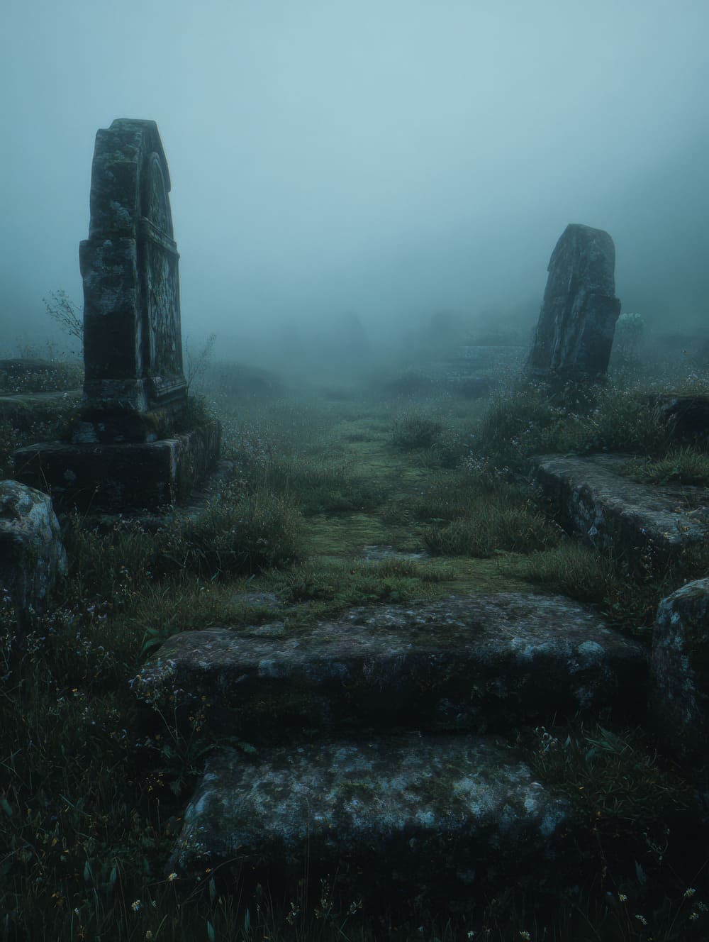 Tableau Cimetière Ancien Brumeux