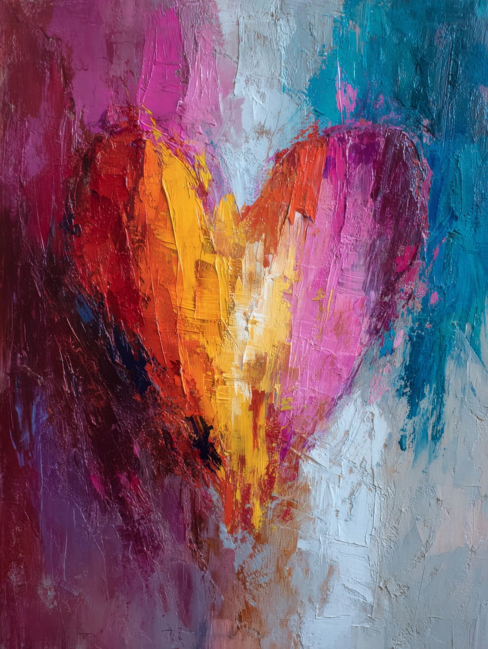 Tableau Cœur Abstrait Peint (Émotion)