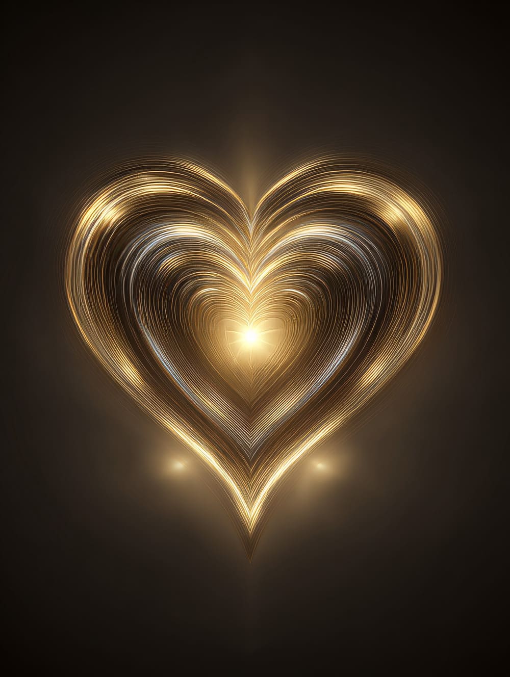 Tableau Cœur Doré Sur Fond Sombre