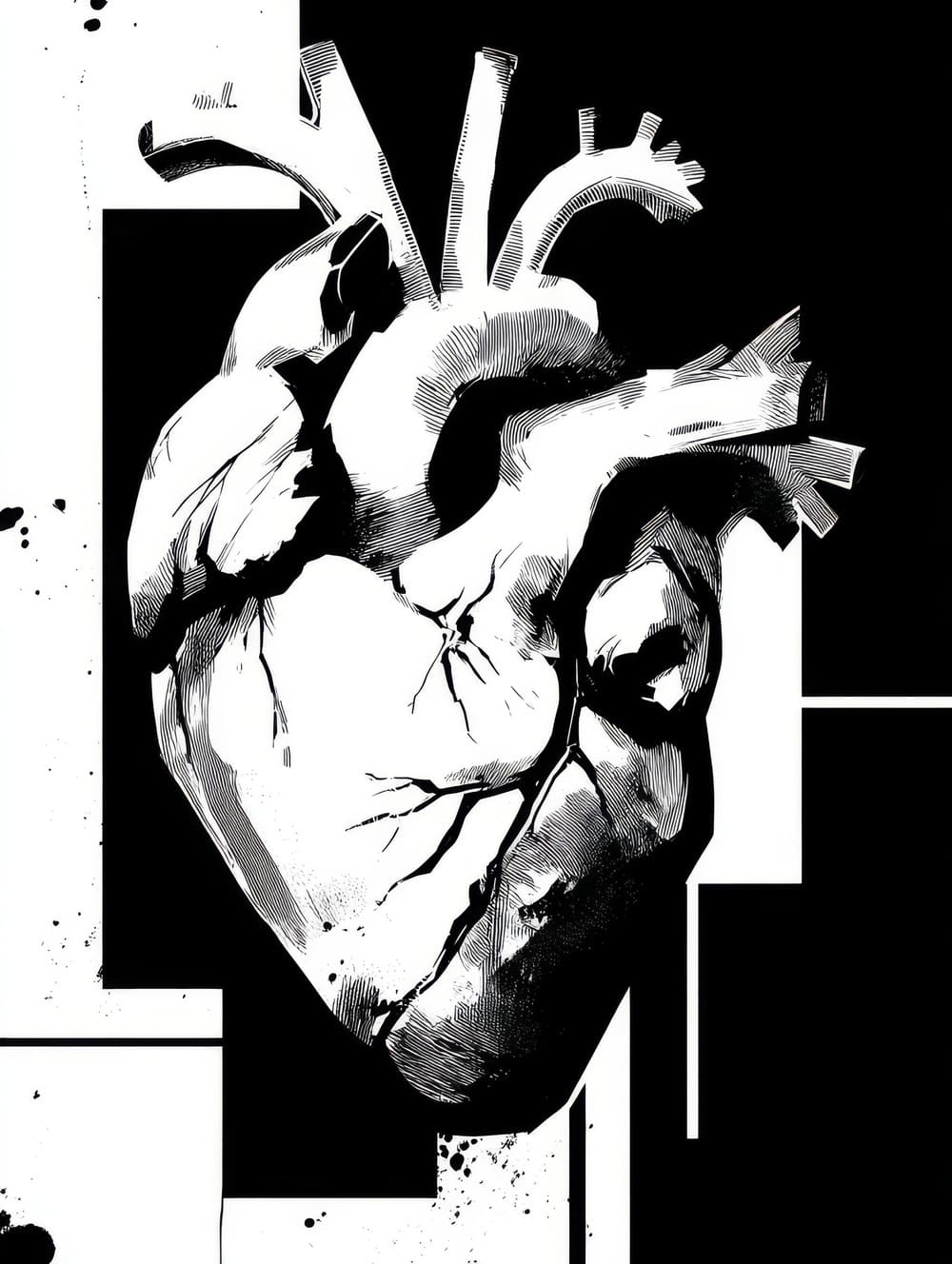 Tableau Cœur Noir & Blanc Graphique