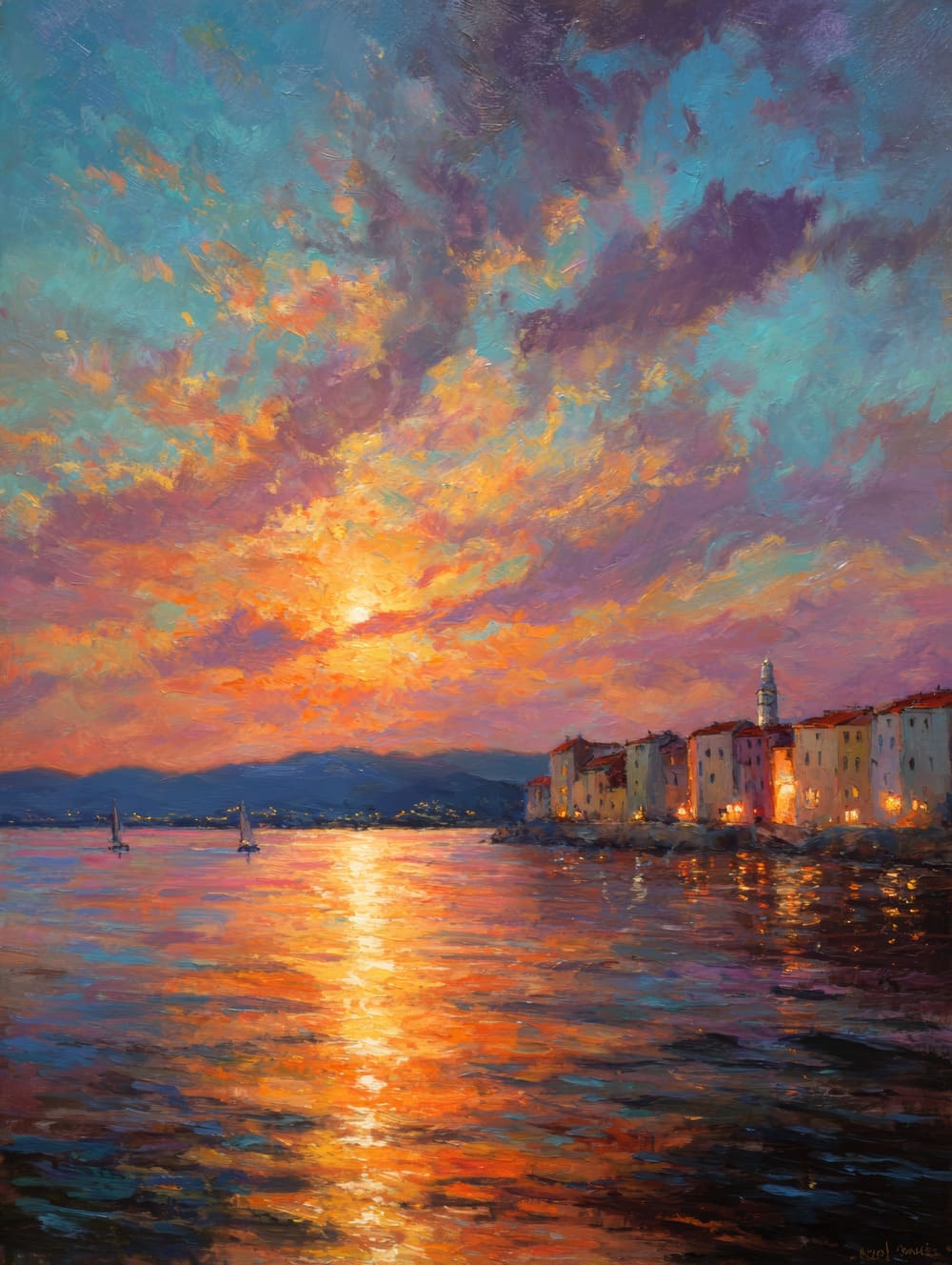Tableau Coucher De Soleil Sur Le Golfe de Saint-Tropez