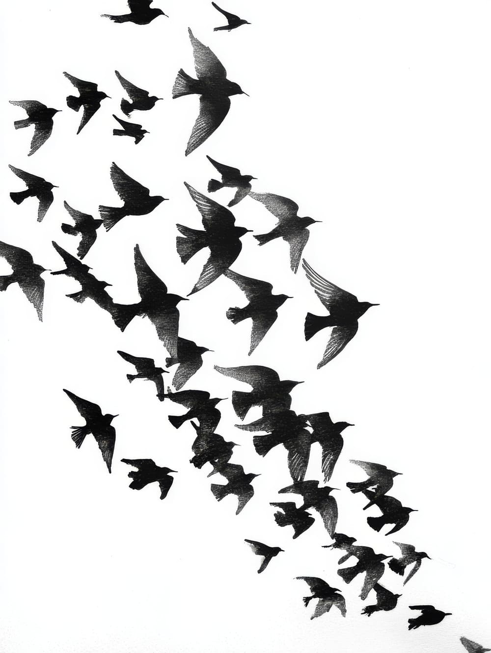 Tableau Envol D’Oiseaux En Groupe