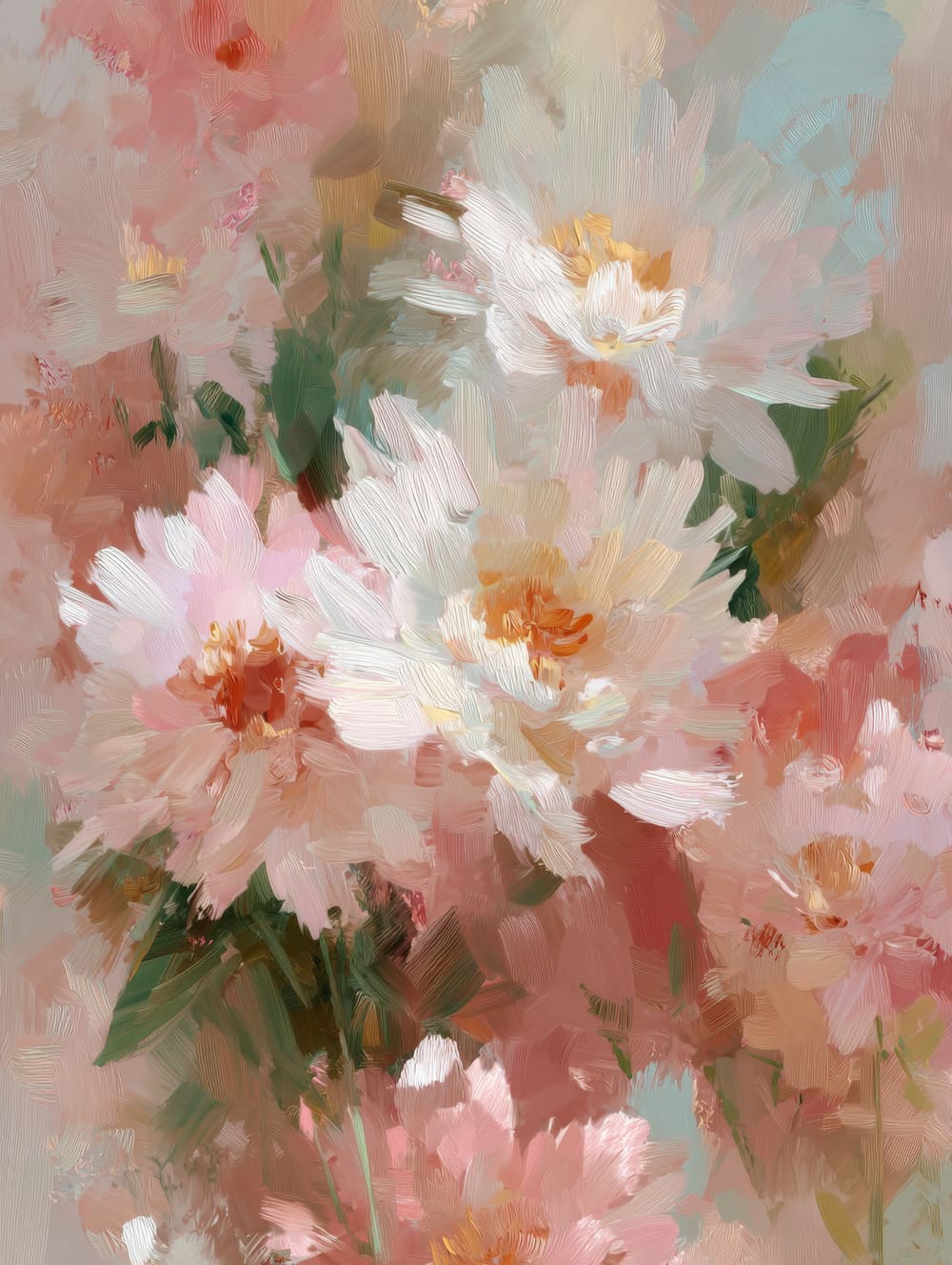 Tableau Fleurs Pastel Très Douces