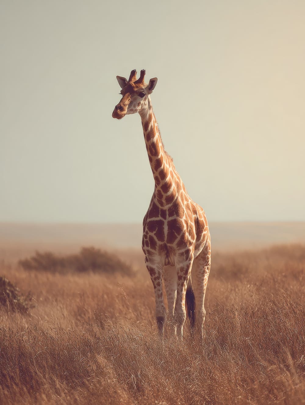 Tableau Girafe Zen (Posture Calme, Regard Lointain)