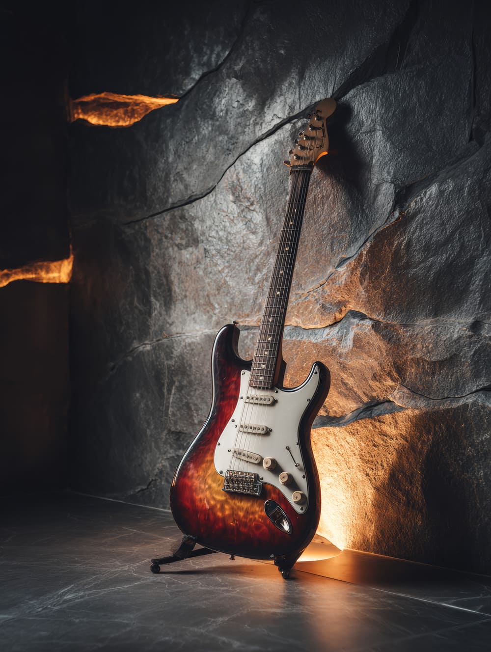 Tableau Guitare Électrique Posée (Nature Morte Rock)