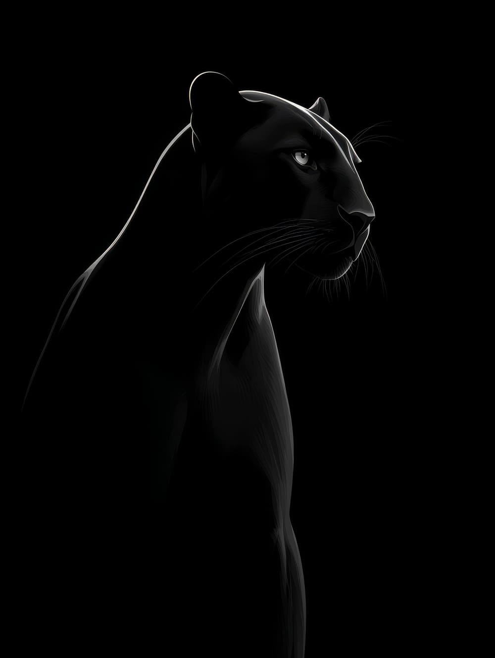 Tableau Léopard Noir (Panthère) Minimaliste