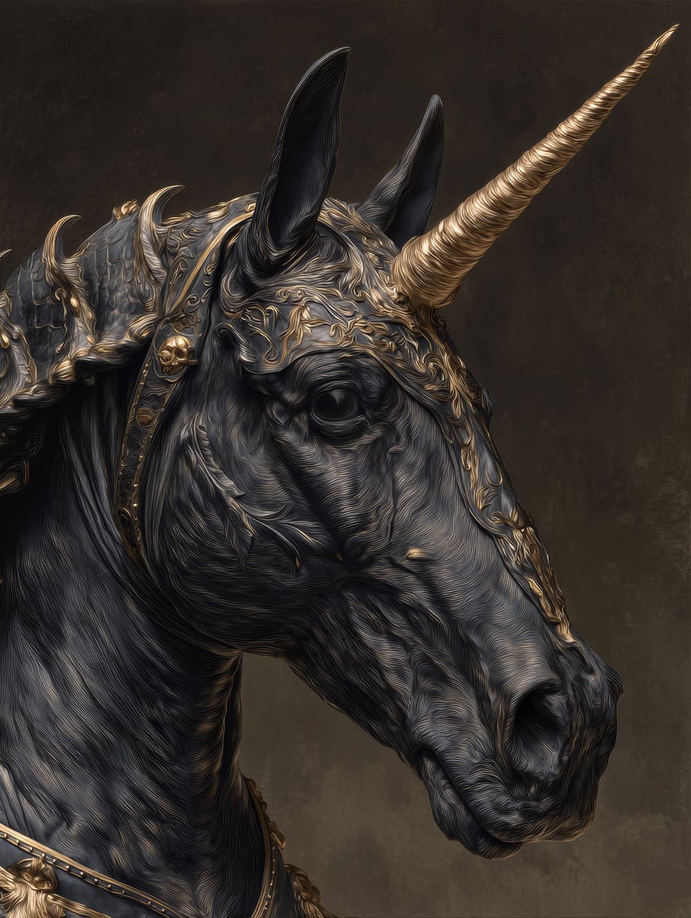 Tableau Licorne Noir & Or (Luxe Fantasy)