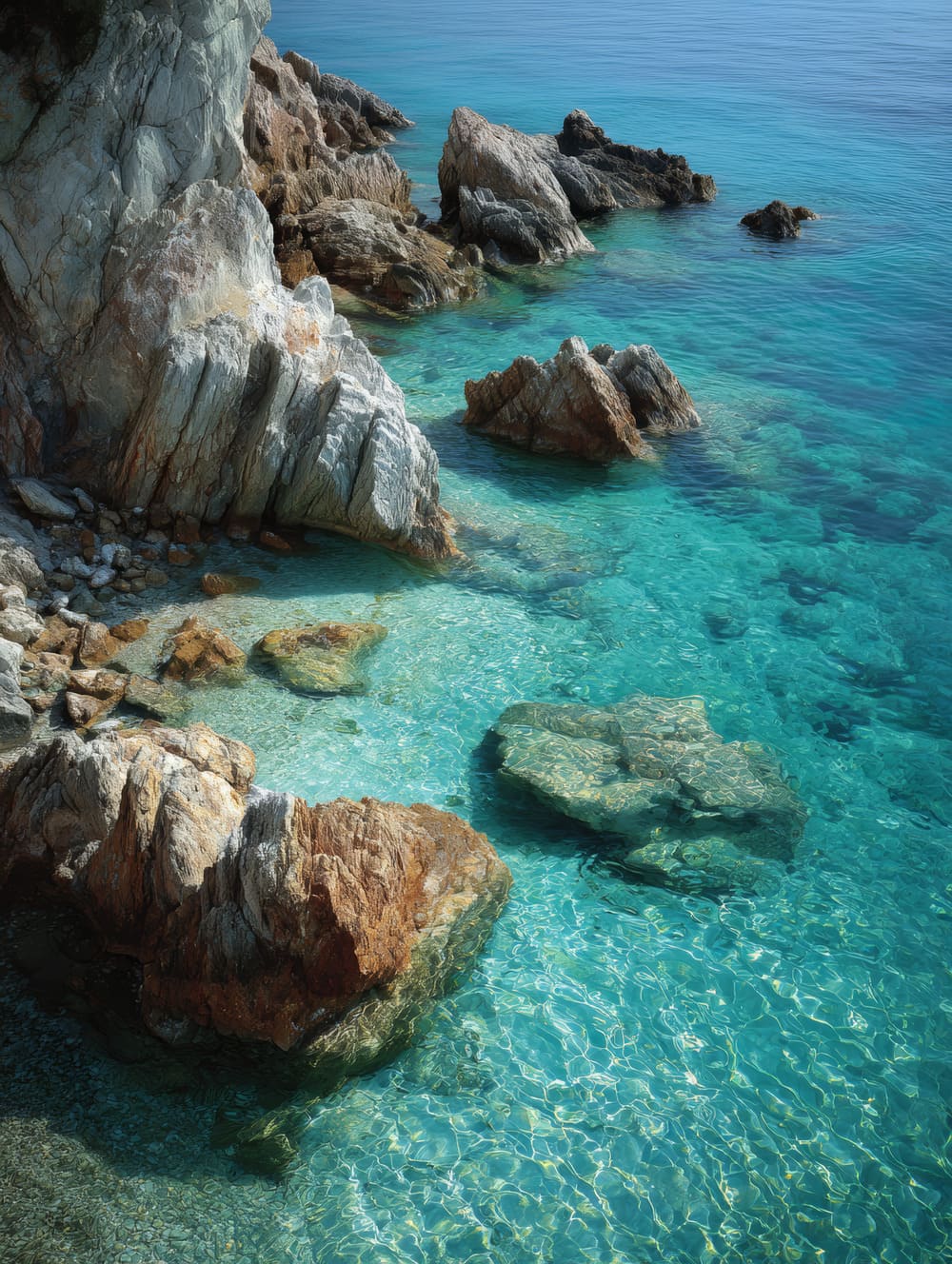 Tableau Mer Turquoise Contre Rochers Clairs (Saint-Tropez)