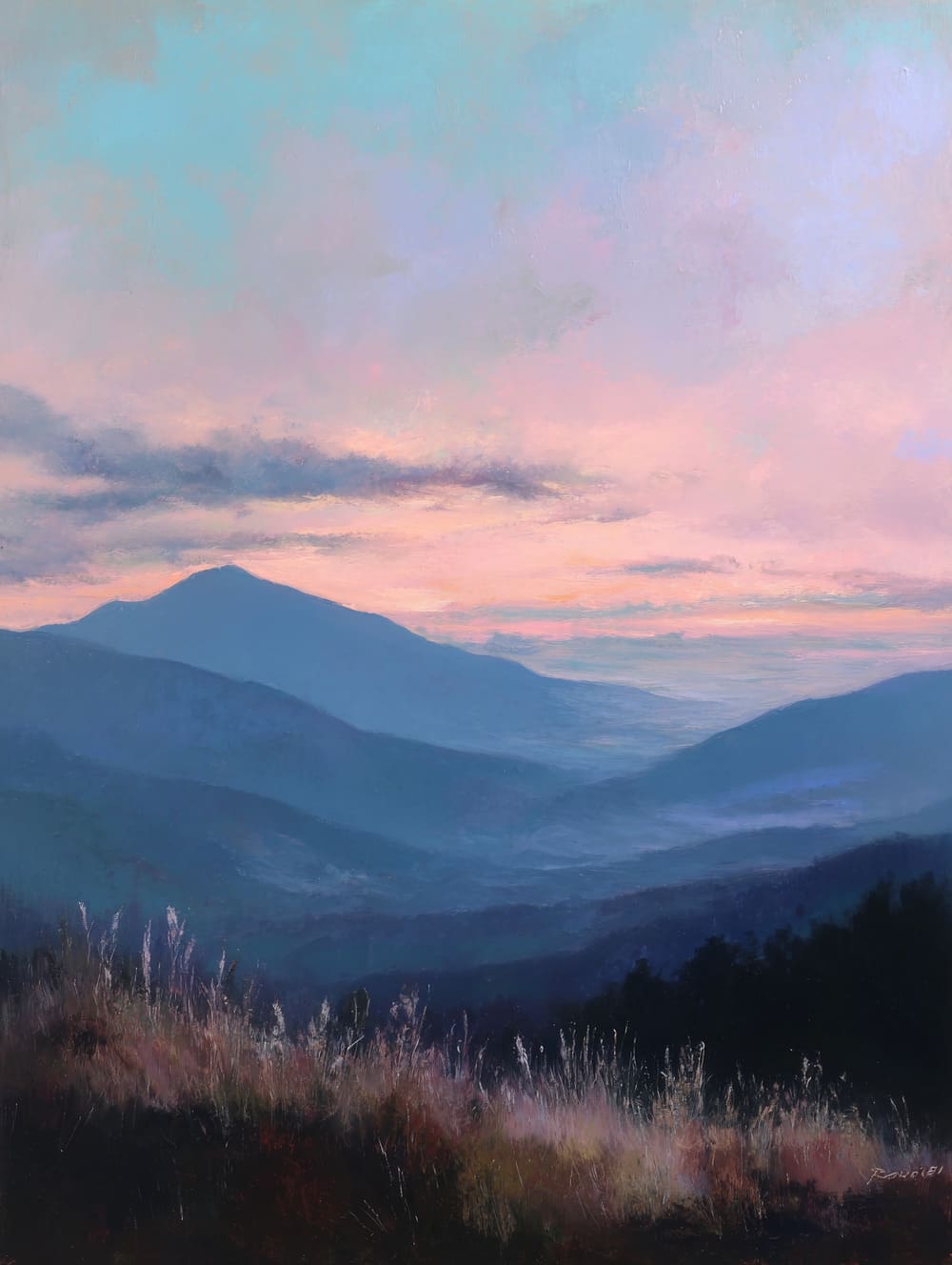 Tableau Montagne Au Crépuscule (Ciel Pastel)