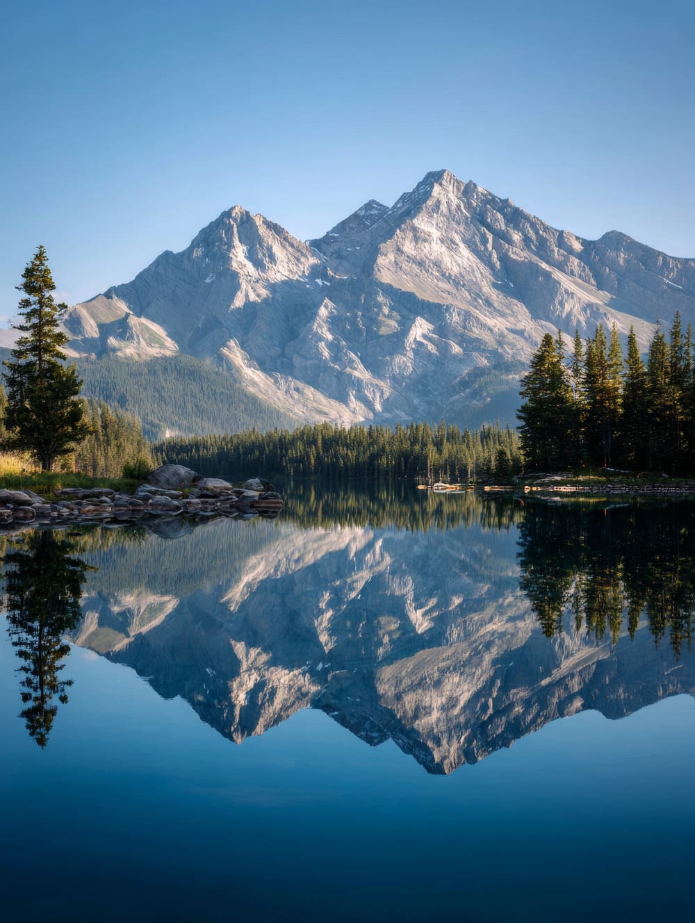 Tableau Montagne Et Lac Miroir